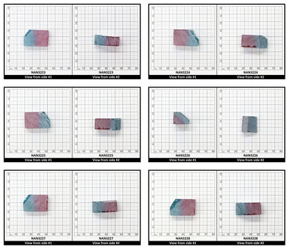 Nanosital Simulated (Included) Bi-Color Lab Created Faceting Rough for Gem Cutting - Pink-Blue - Various Sizes