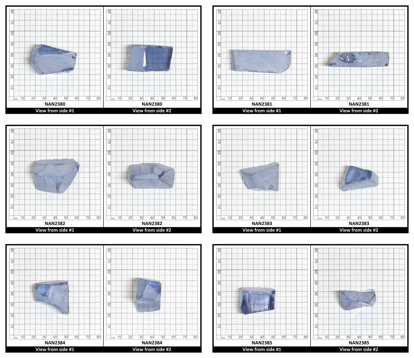 Nanosital Simulated Ice Blue Sapphire Lab Created Faceting Rough for Gem Cutting - #A-144 - Various Sizes