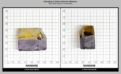 Nanosital Simulated Ametrine Lab Created Faceting Rough for Gem Cutting - Bi-Color Purple-Orange - Various Sizes : NAN0448