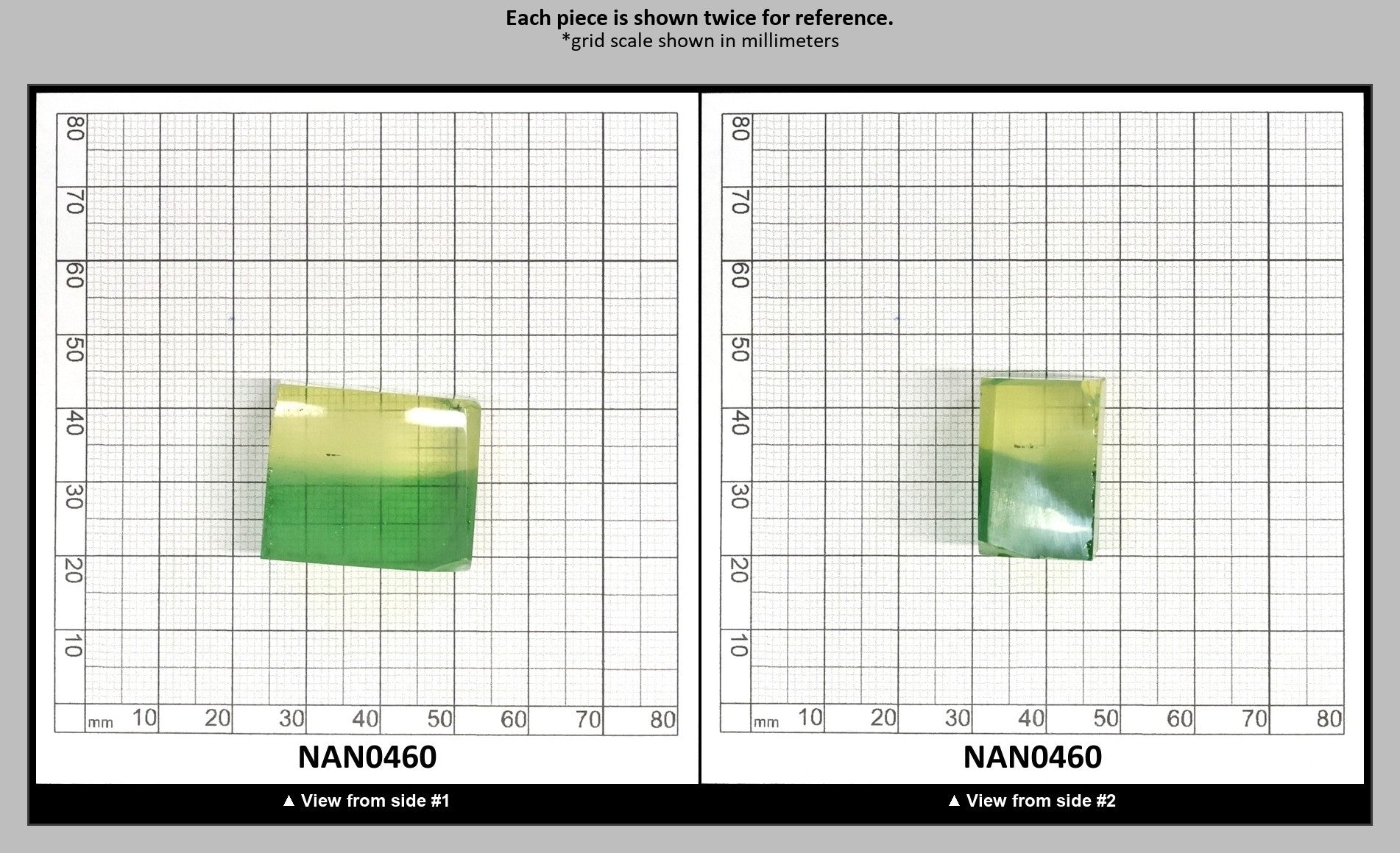 Nanosital Simulated Bi-Color Lab Created Faceting Rough for Gem Cutting - Green-Yellow - Various Sizes : NAN0460
