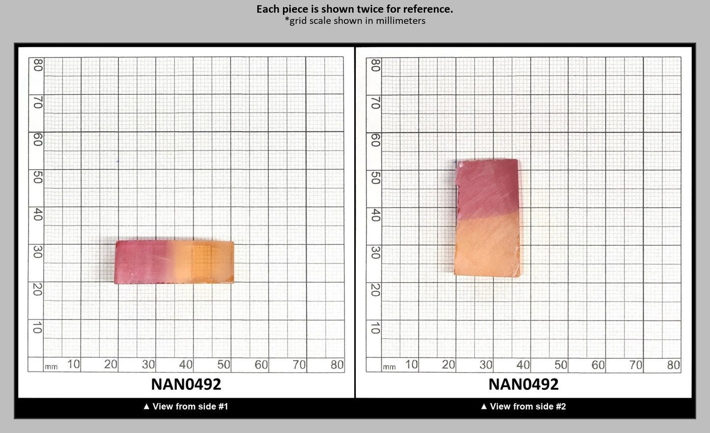 Nanosital Simulated Bi-Color Lab Created Faceting Rough for Gem Cutting - Kunzite-Orange - Various Sizes : NAN0492