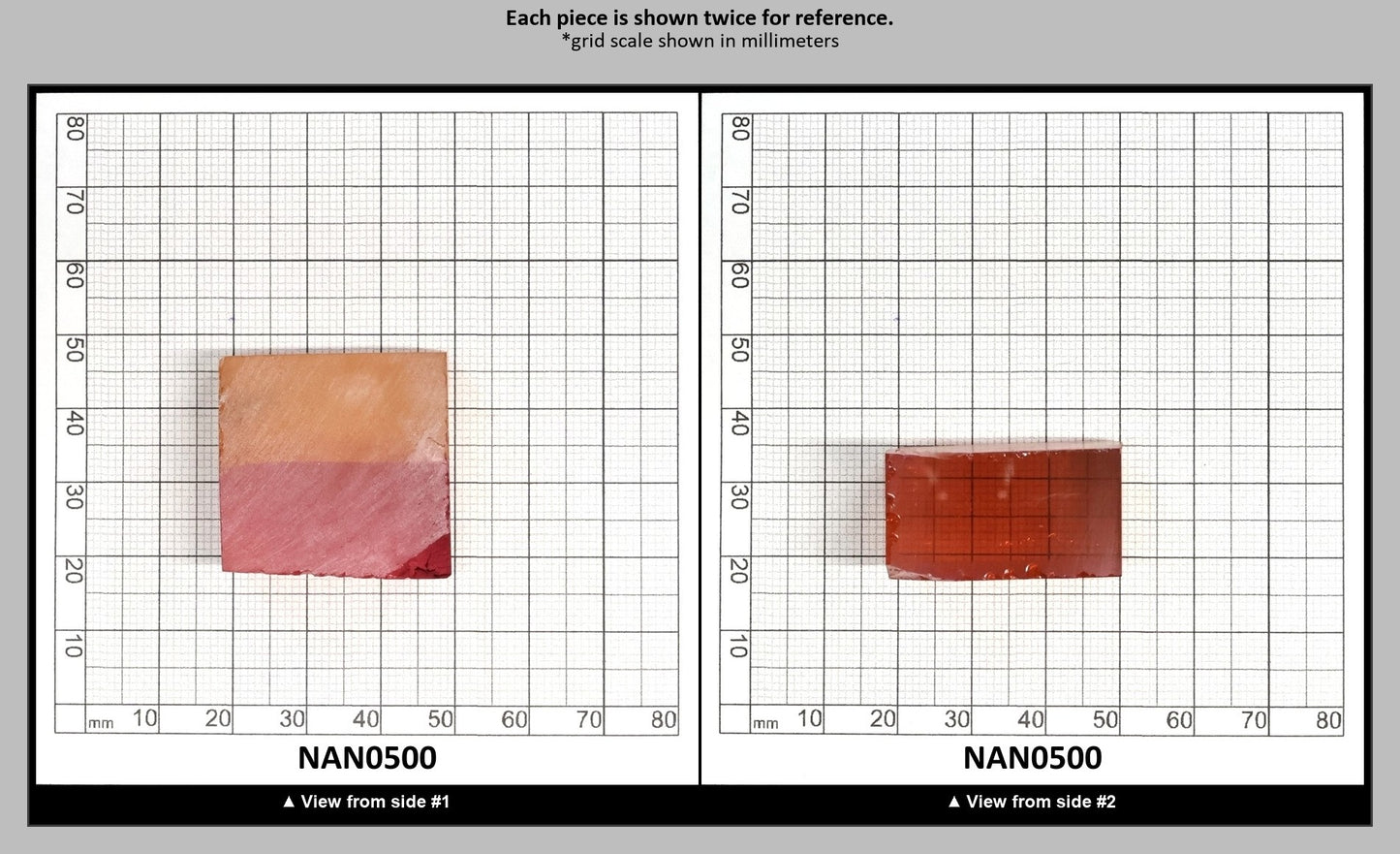 Nanosital Simulated Bi-Color Lab Created Faceting Rough for Gem Cutting - Kunzite-Orange - Various Sizes : NAN0500