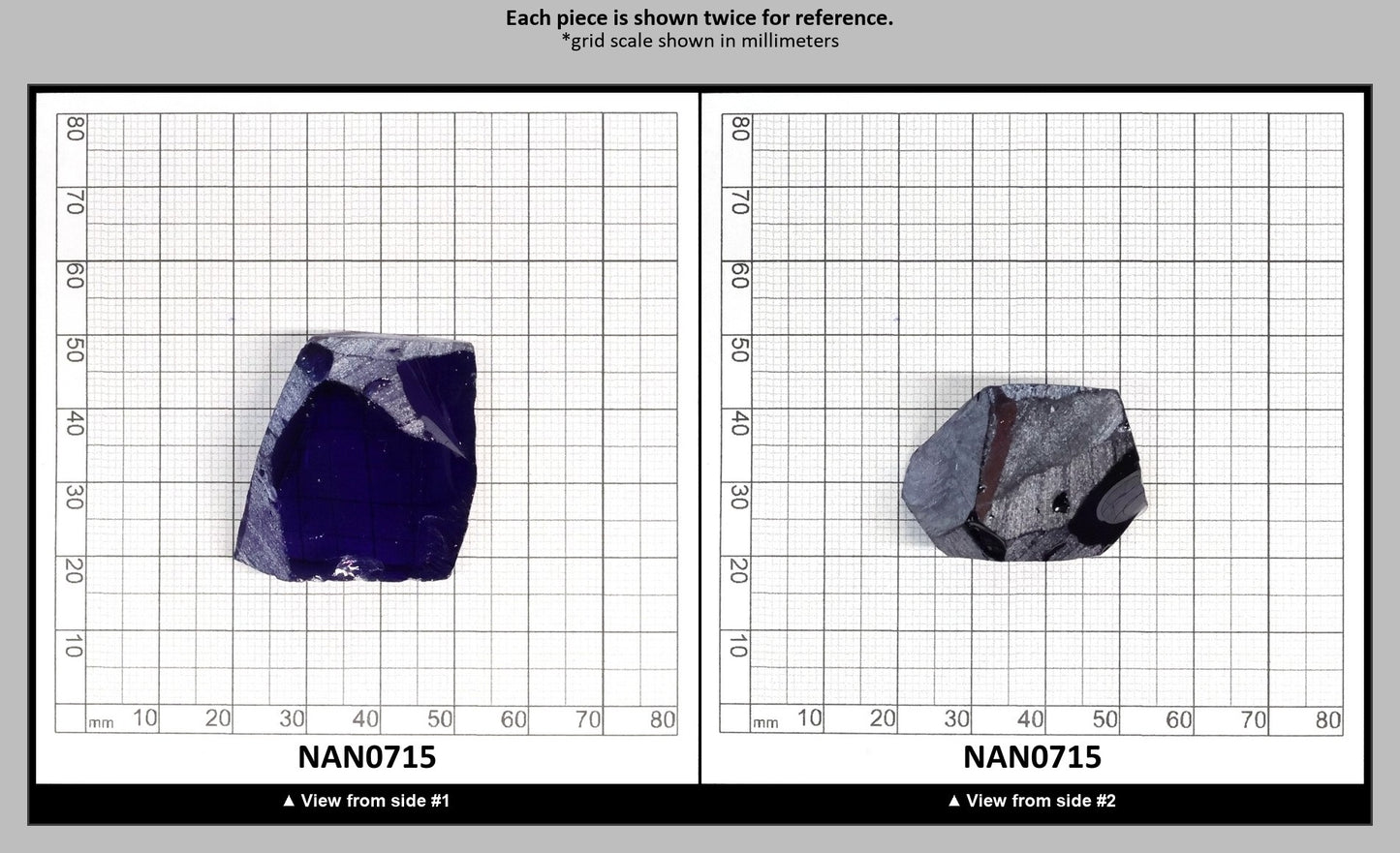 Nanosital Simulated Tanzanite Lab Created Faceting Rough for Gem Cutting - #124 - Various Sizes : NAN0715