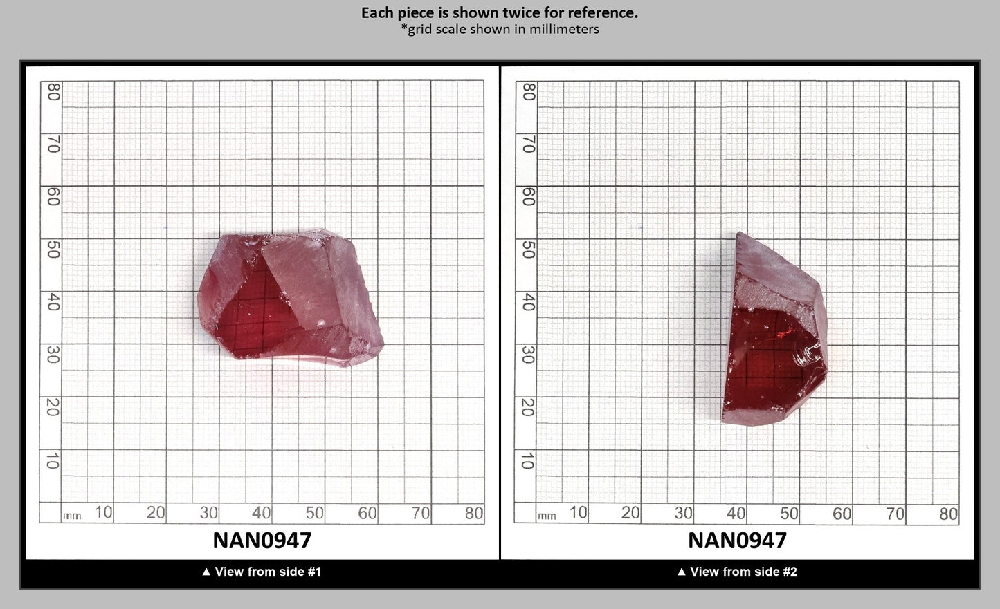 Nanosital Simulated Rhodolite Lab Created Faceting Rough for Gem Cutting - #A-2462 - Various Sizes : NAN0947