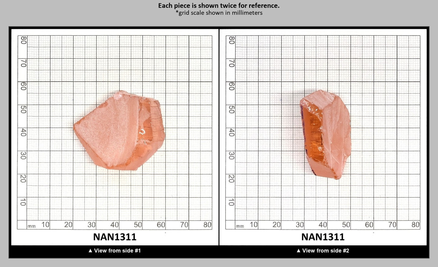 Nanosital Simulated Salmon Lab Created Faceting Rough for Gem Cutting - #A-1076 - Various Sizes : NAN1311