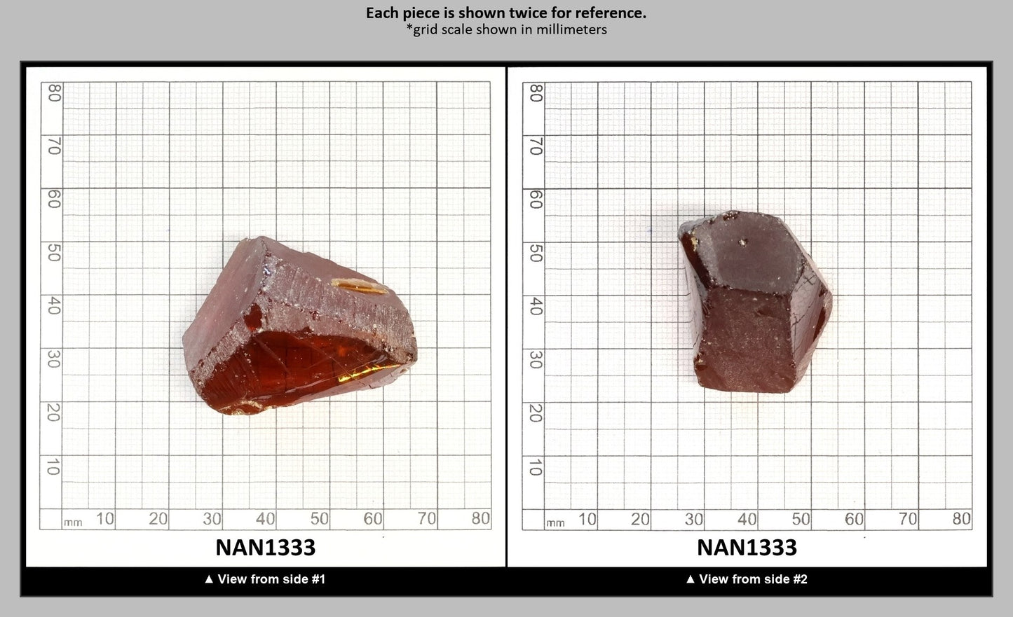 Nanosital Simulated Dark Spessartite Garnet Lab Created Faceting Rough for Gem Cutting - #A-2389 - Various Sizes : NAN1333