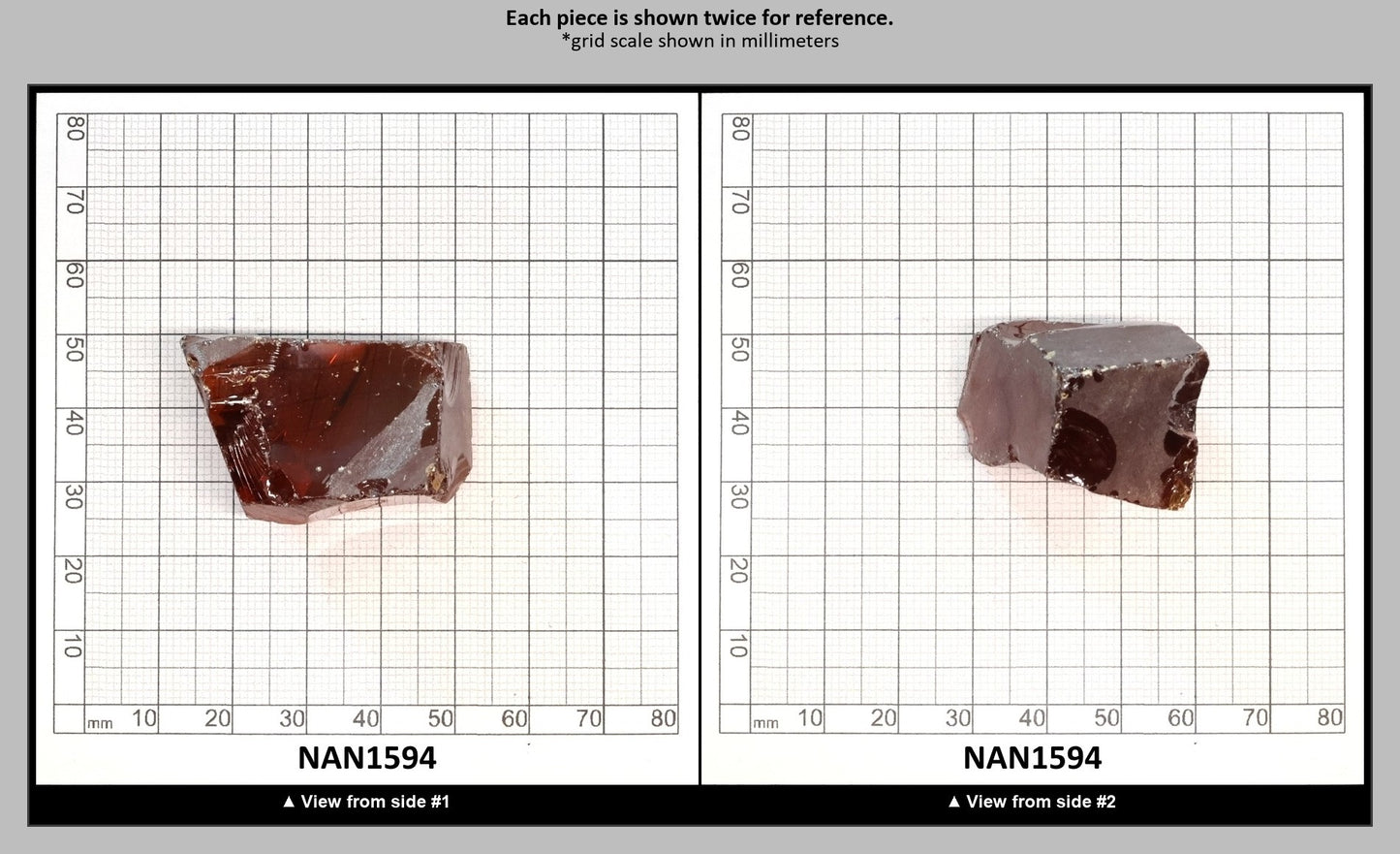 Nanosital Simulated Dark Spessartite Garnet Lab Created Faceting Rough for Gem Cutting - #A-2389 - Various Sizes : NAN1594