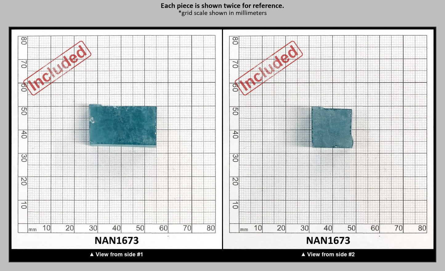 Nanosital Simulated Dark Paraiba Tourmaline (Included)  Lab Created Faceting Rough for Gem Cutting - #Z-7309 - Various Sizes : NAN1673