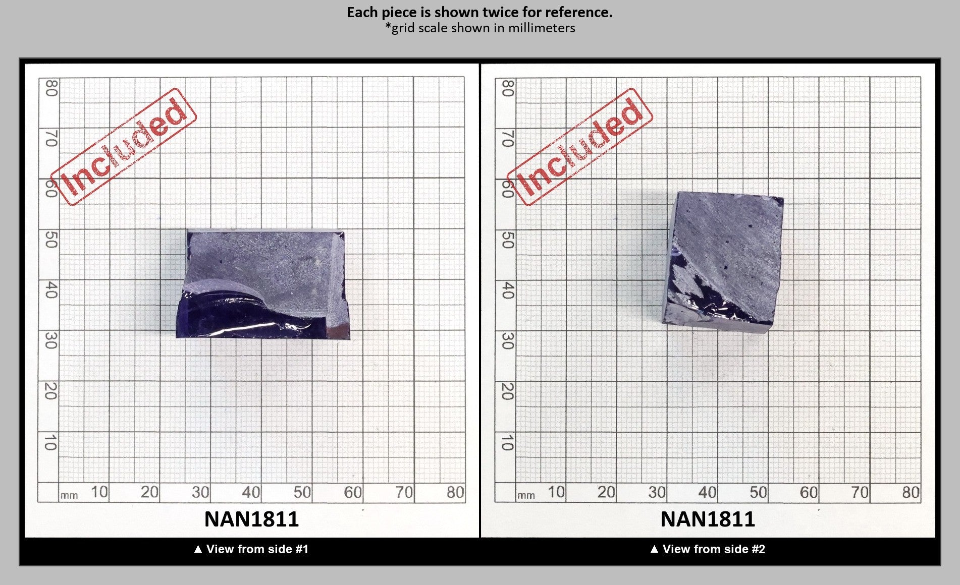 Nanosital Simulated Tanzanite (Included)  Lab Created Faceting Rough for Gem Cutting - #Z-124- Various Sizes : NAN1811