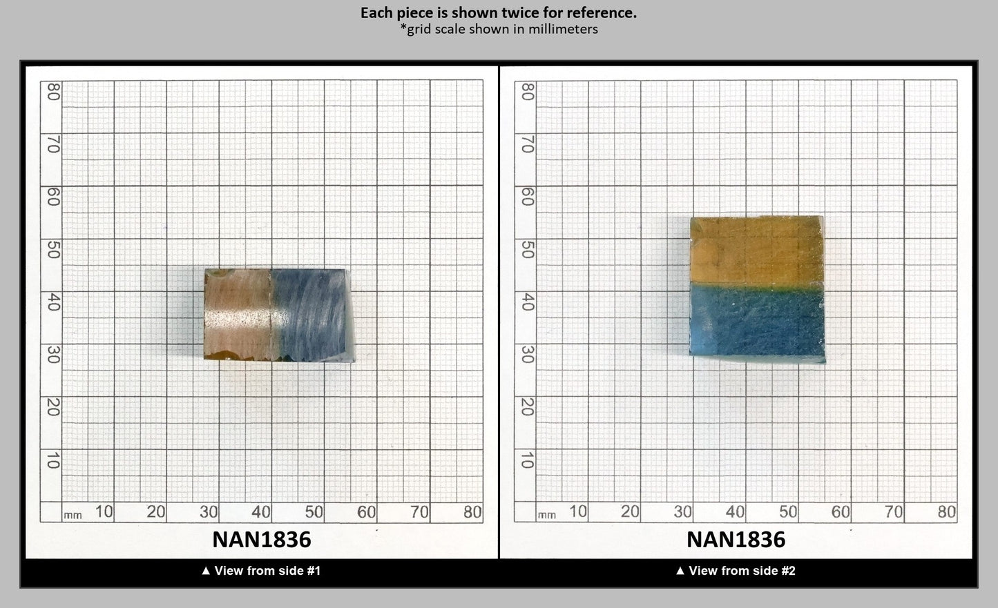 Nanosital Simulated Bi-Color Lab Created Faceting Rough for Gem Cutting - Yellow-Blue - Various Sizes : NAN1836