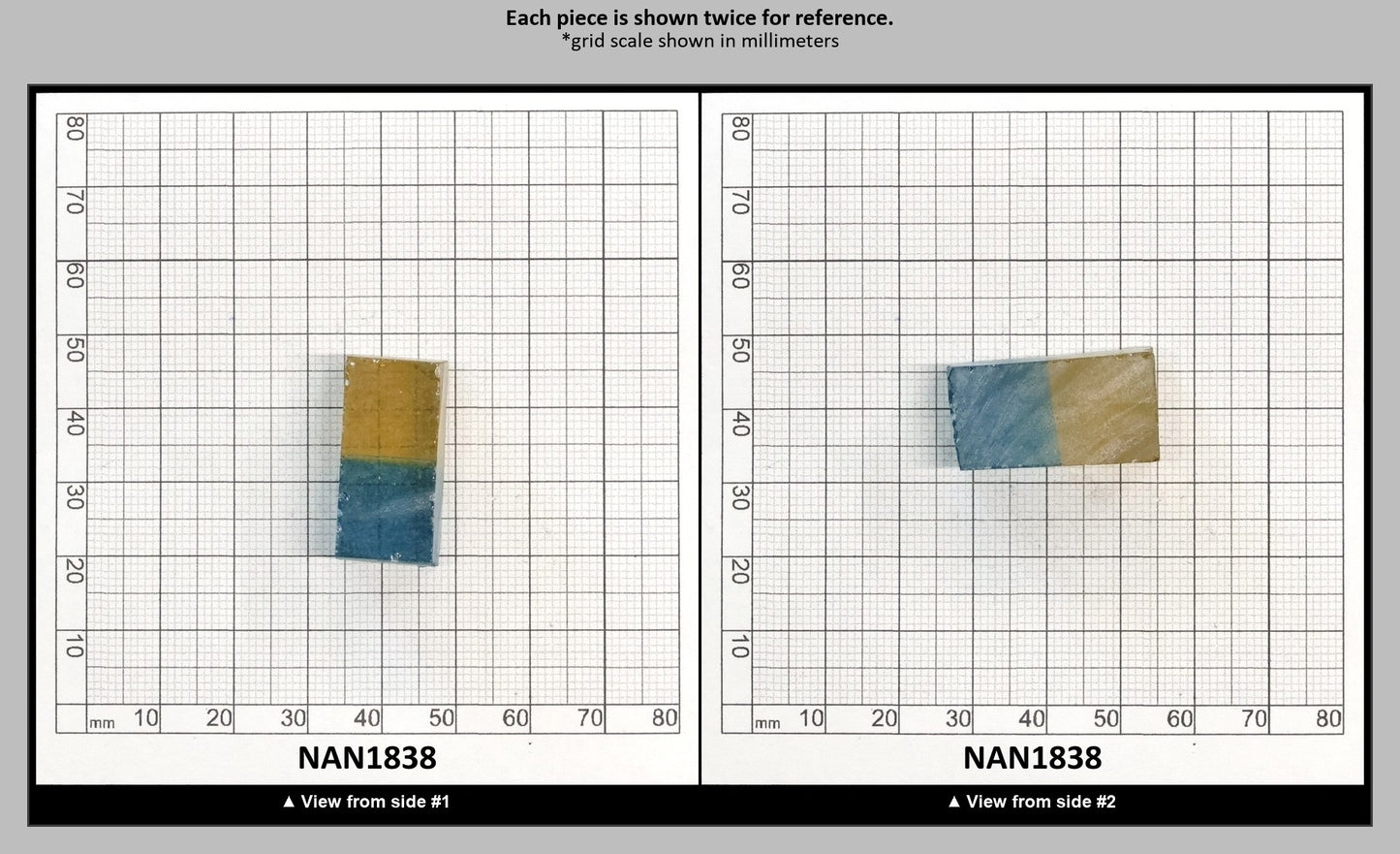 Nanosital Simulated Bi-Color Lab Created Faceting Rough for Gem Cutting - Yellow-Blue - Various Sizes : NAN1838