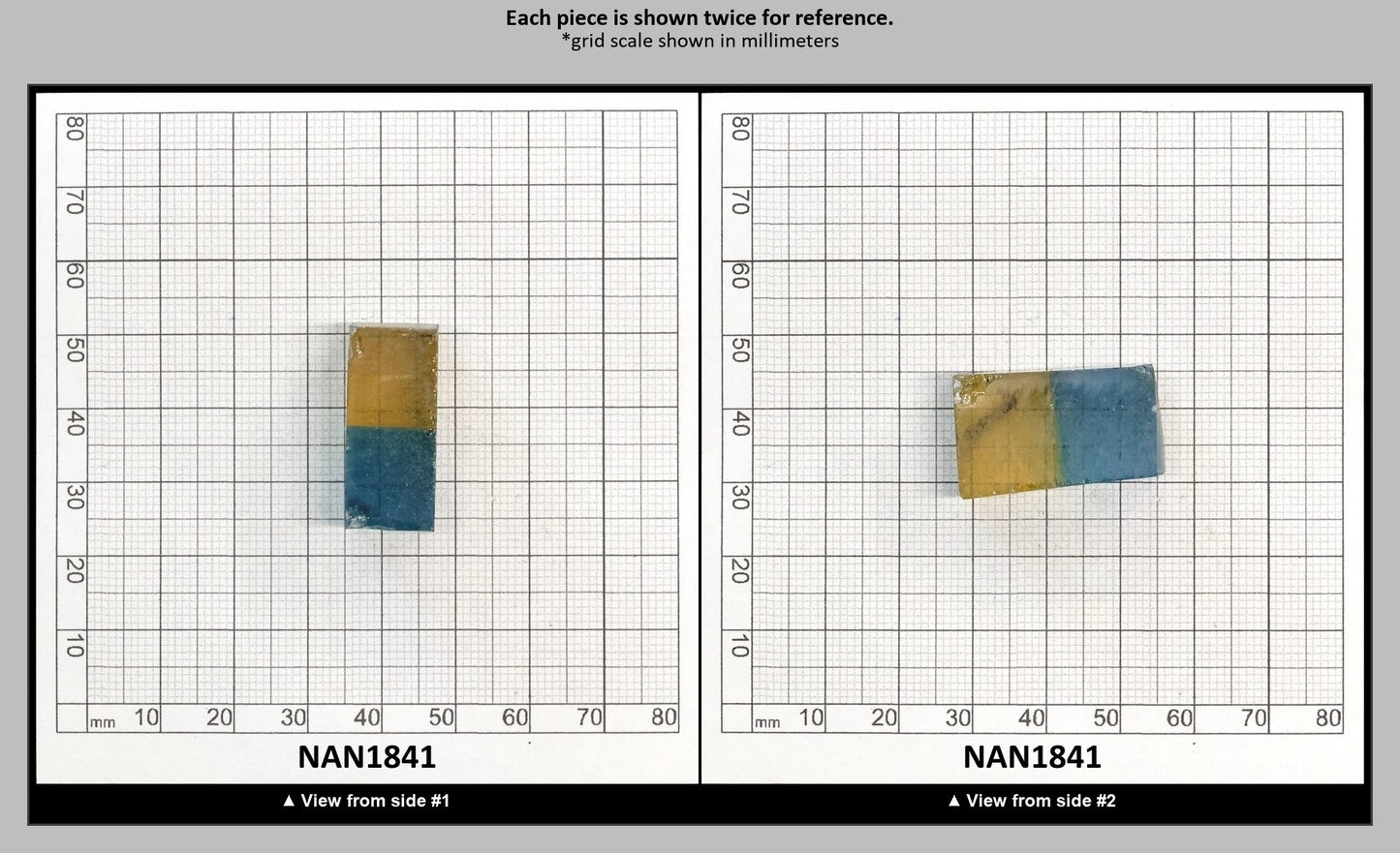 Nanosital Simulated Bi-Color Lab Created Faceting Rough for Gem Cutting - Yellow-Blue - Various Sizes : NAN1841