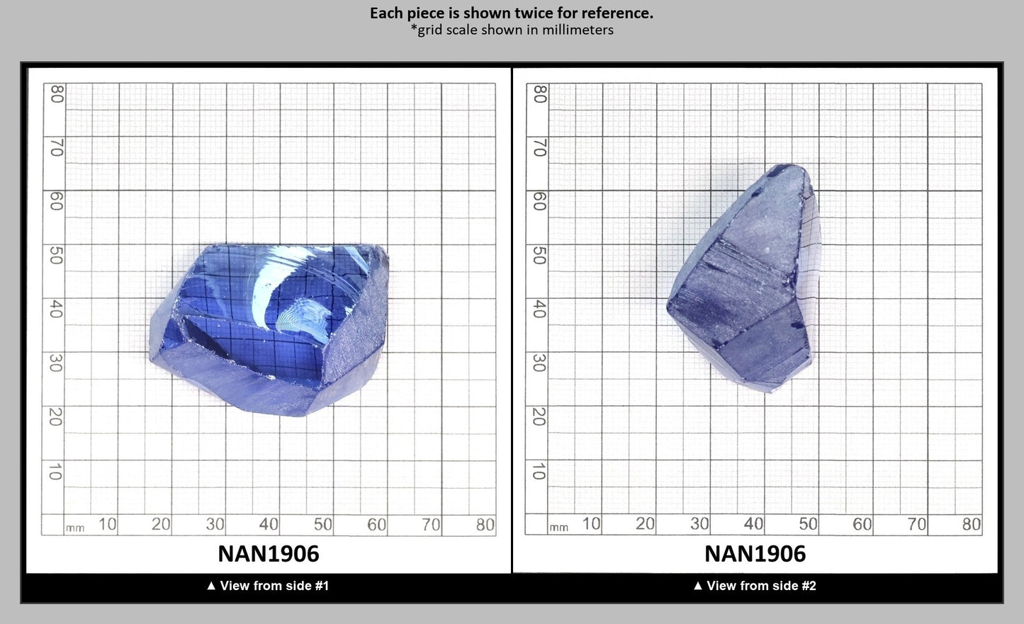 Nanosital Simulated Dark Ice Blue Sapphire Lab Created Faceting Rough for Gem Cutting - #A-4056- Various Sizes : NAN1906