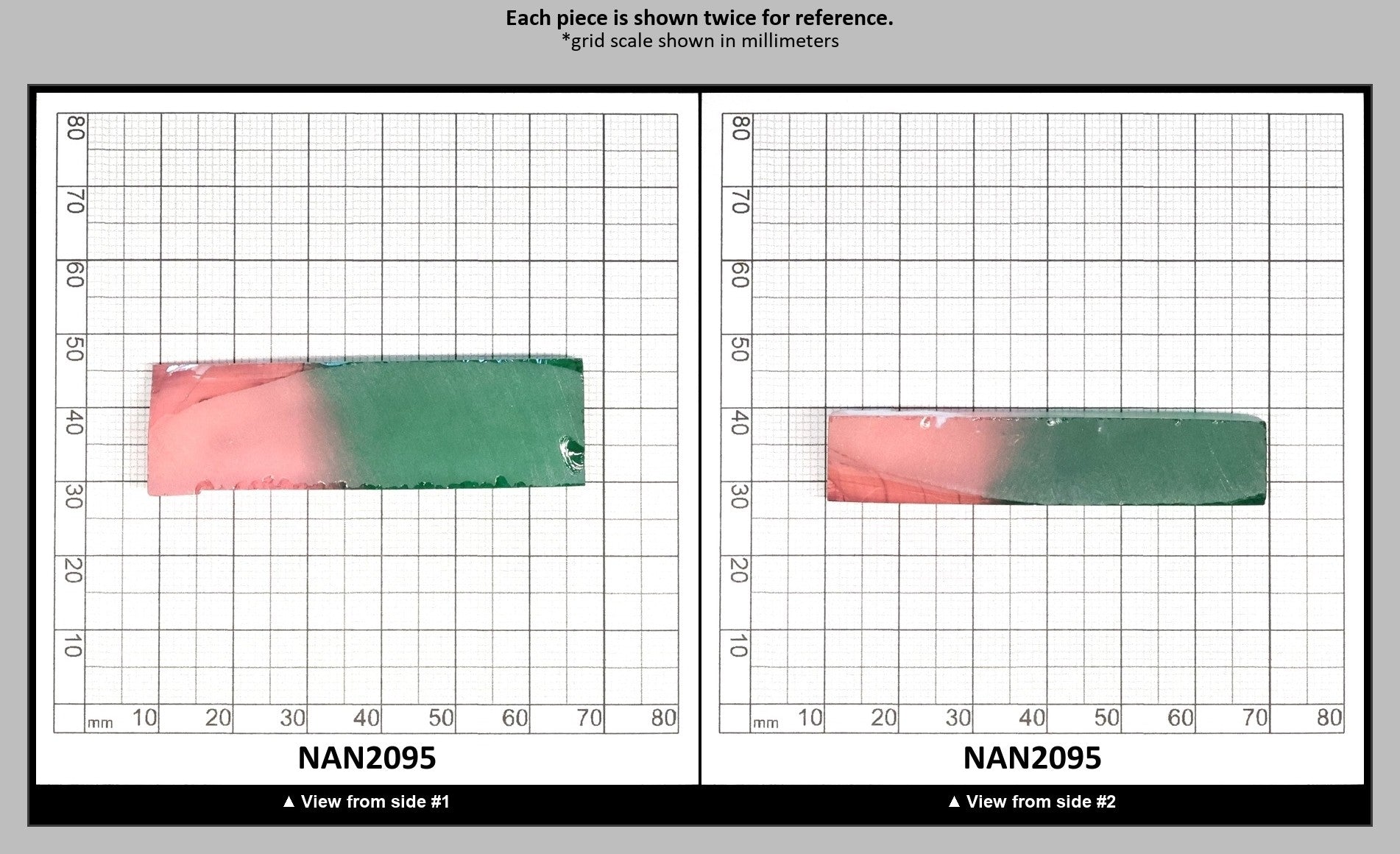 Nanosital Simulated Watermelon Lab Created Faceting Rough for Gem Cutting - Bi-Color Pink-Green - Various Sizes : NAN2095