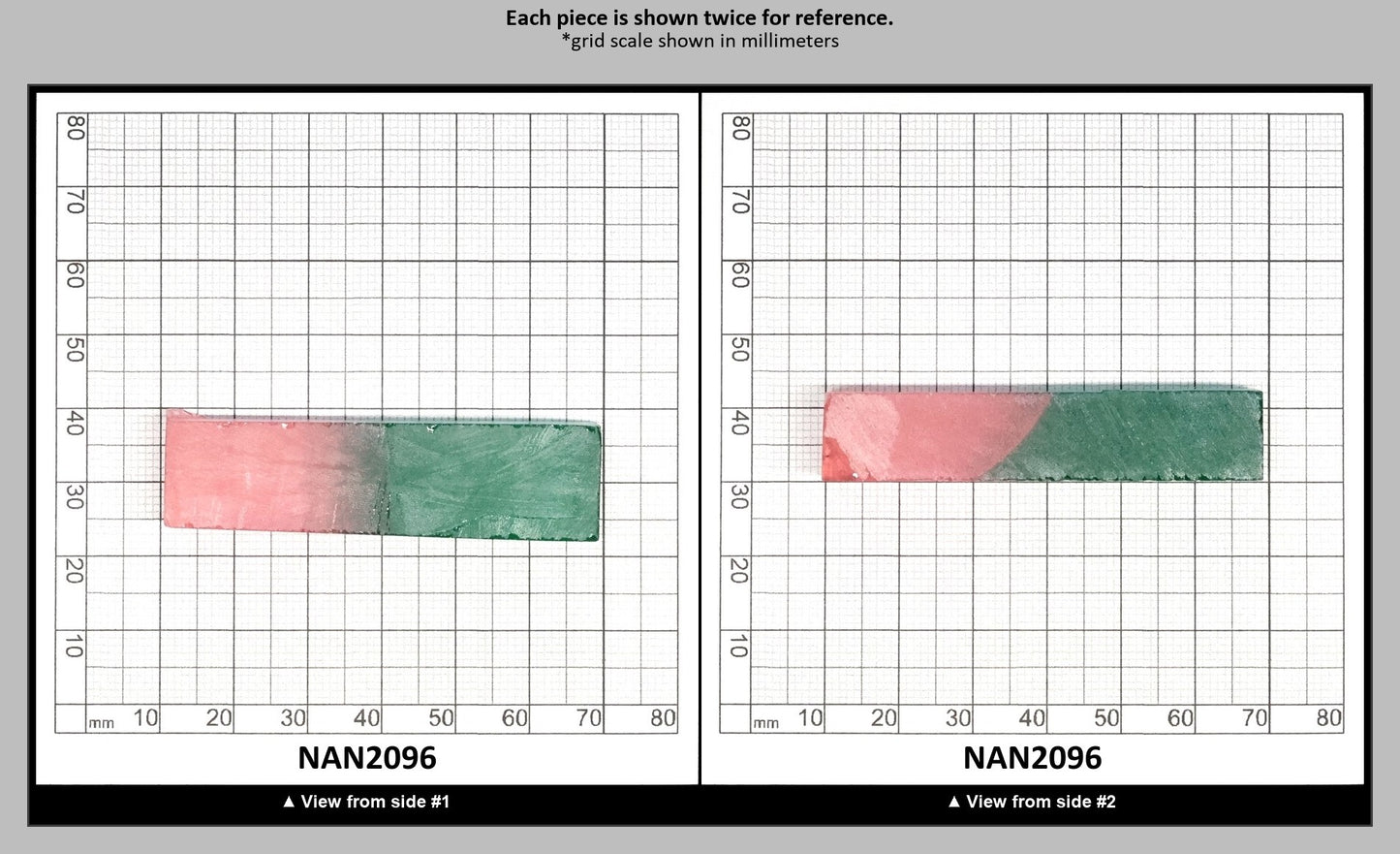 Nanosital Simulated Watermelon Lab Created Faceting Rough for Gem Cutting - Bi-Color Pink-Green - Various Sizes : NAN2096