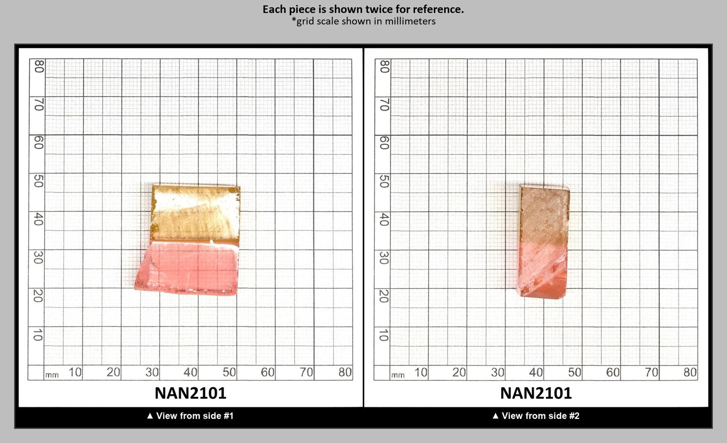Nanosital Simulated Bi-Color Lab Created Faceting Rough for Gem Cutting - Intense Yellow-Pink - Various Sizes : NAN2101