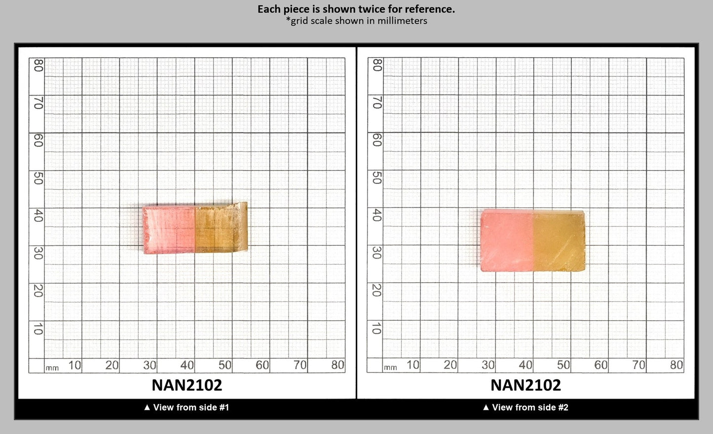 Nanosital Simulated Bi-Color Lab Created Faceting Rough for Gem Cutting - Intense Yellow-Pink - Various Sizes : NAN2102