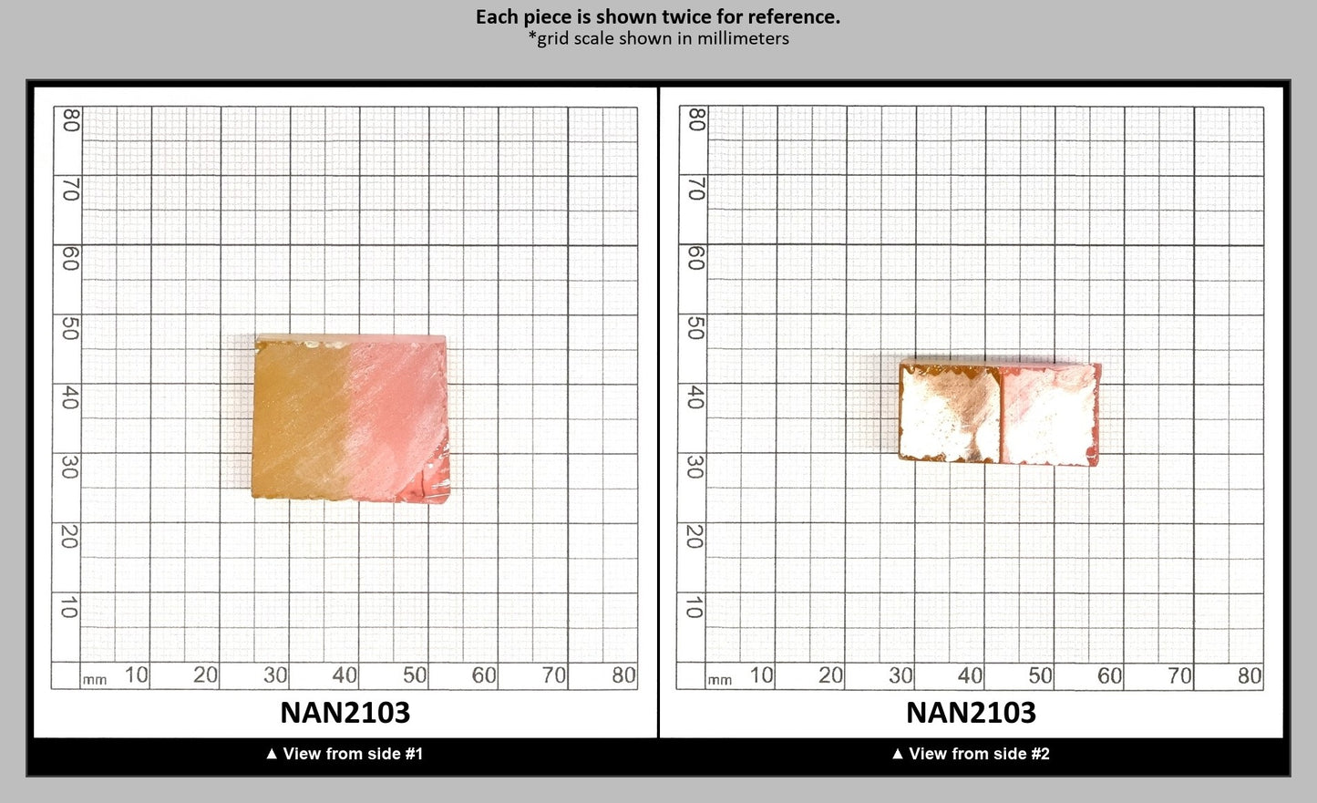 Nanosital Simulated Bi-Color Lab Created Faceting Rough for Gem Cutting - Intense Yellow-Pink - Various Sizes : NAN2103