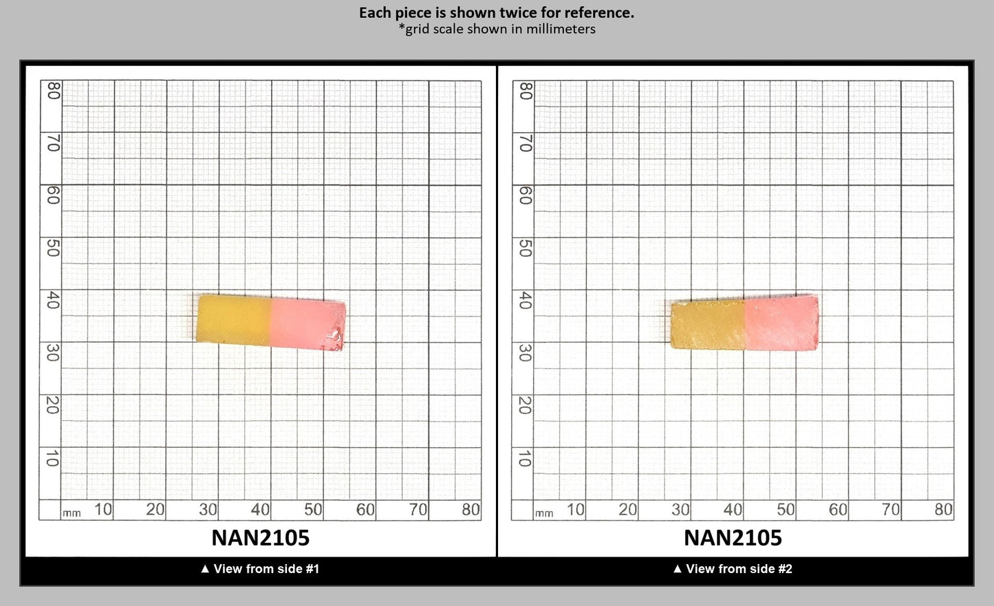 Nanosital Simulated Bi-Color Lab Created Faceting Rough for Gem Cutting - Intense Yellow-Pink - Various Sizes : NAN2105