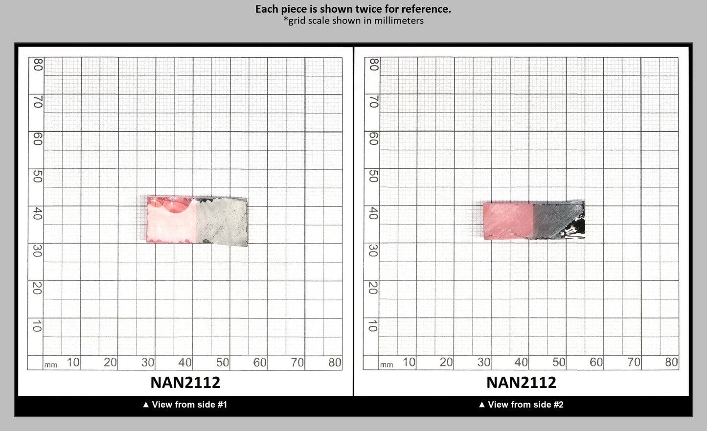 Nanosital Simulated Bi-Color Lab Created Faceting Rough for Gem Cutting - Grey-Pink - Various Sizes : NAN2112
