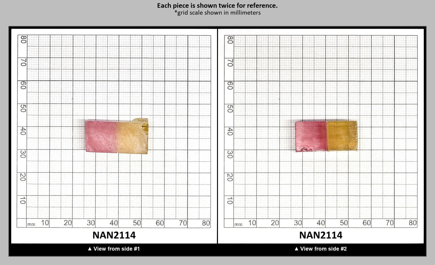 Nanosital Simulated Bi-Color Lab Created Faceting Rough for Gem Cutting - Kunzite-Intense Yellow - Various Sizes : NAN2114
