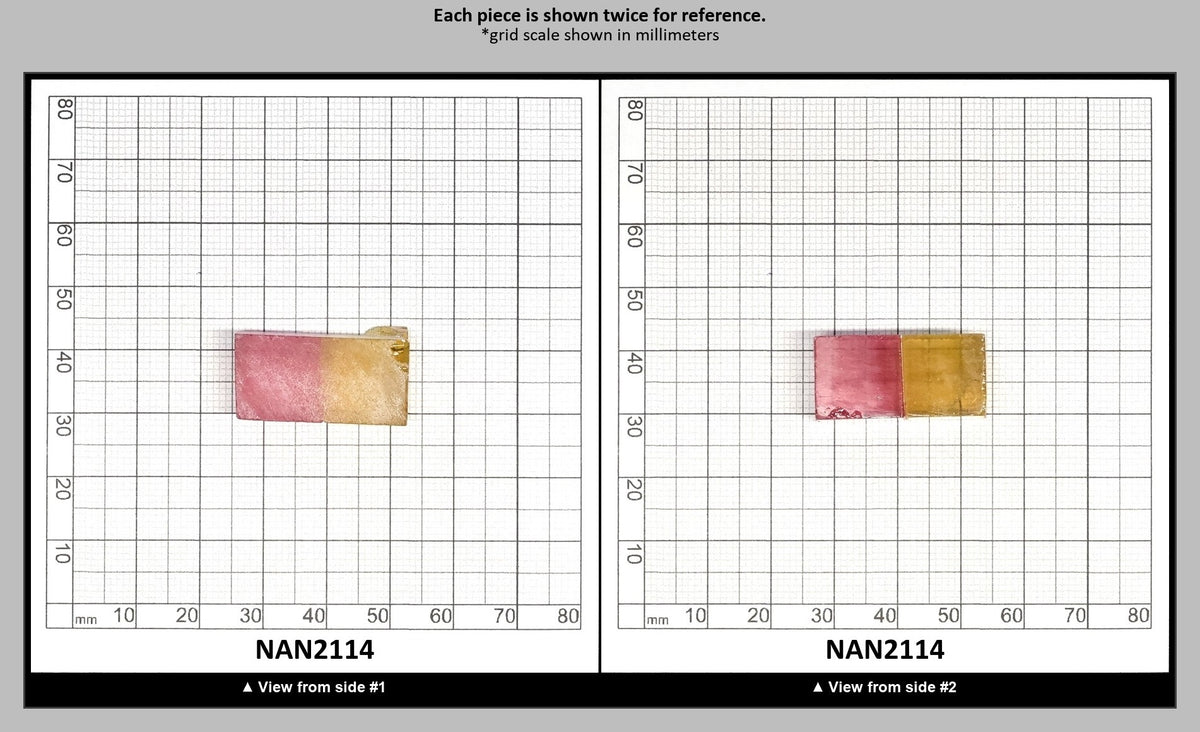 Nanosital Simulated Bi-Color Lab Created Faceting Rough for Gem Cutting - Kunzite-Intense Yellow - Various Sizes : NAN2114