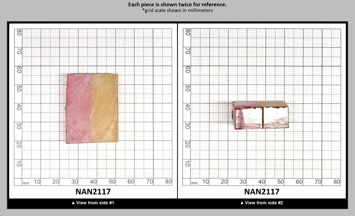 Nanosital Simulated Bi-Color Lab Created Faceting Rough for Gem Cutting - Kunzite-Intense Yellow - Various Sizes : NAN2117