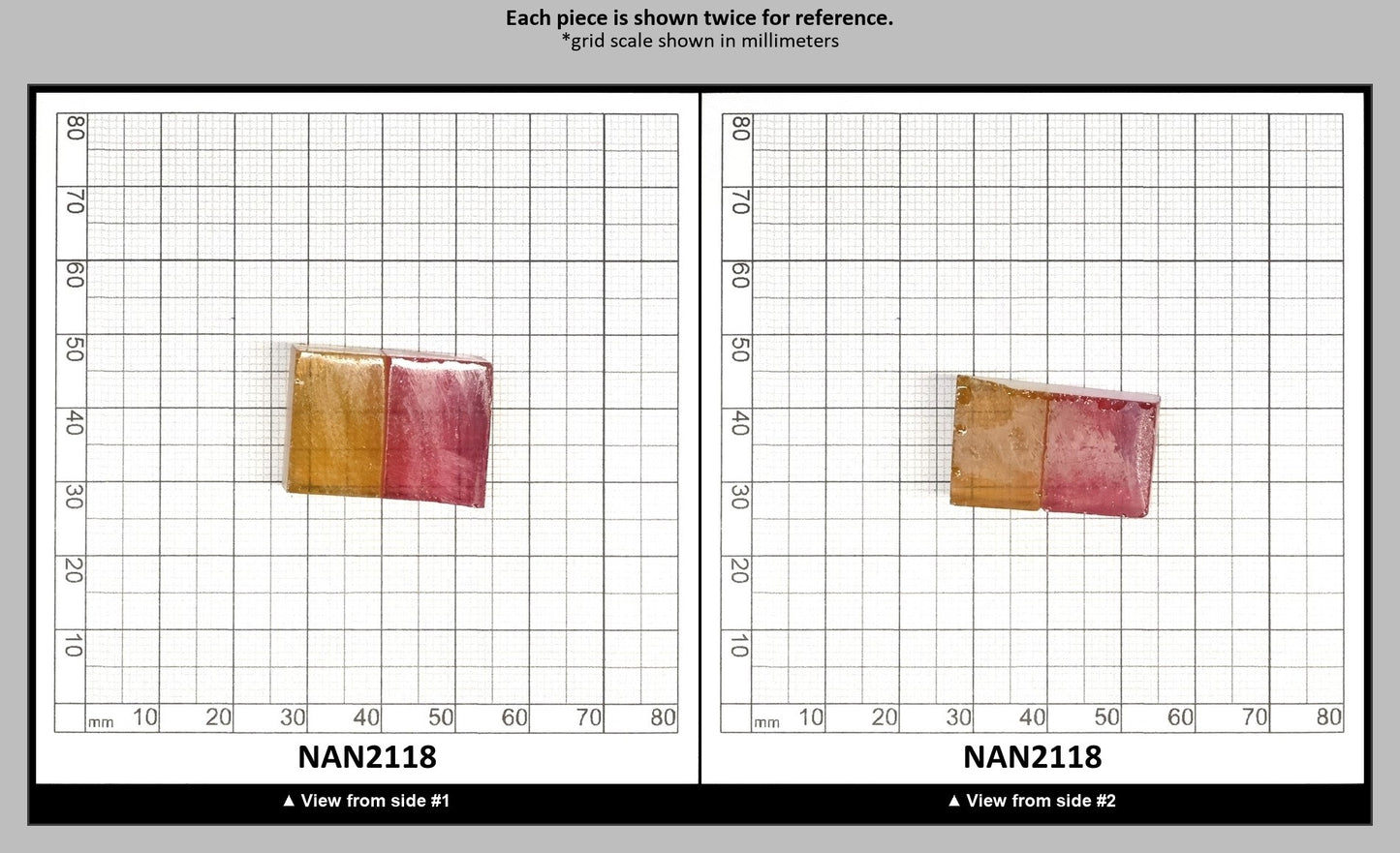 Nanosital Simulated Bi-Color Lab Created Faceting Rough for Gem Cutting - Kunzite-Intense Yellow - Various Sizes : NAN2118