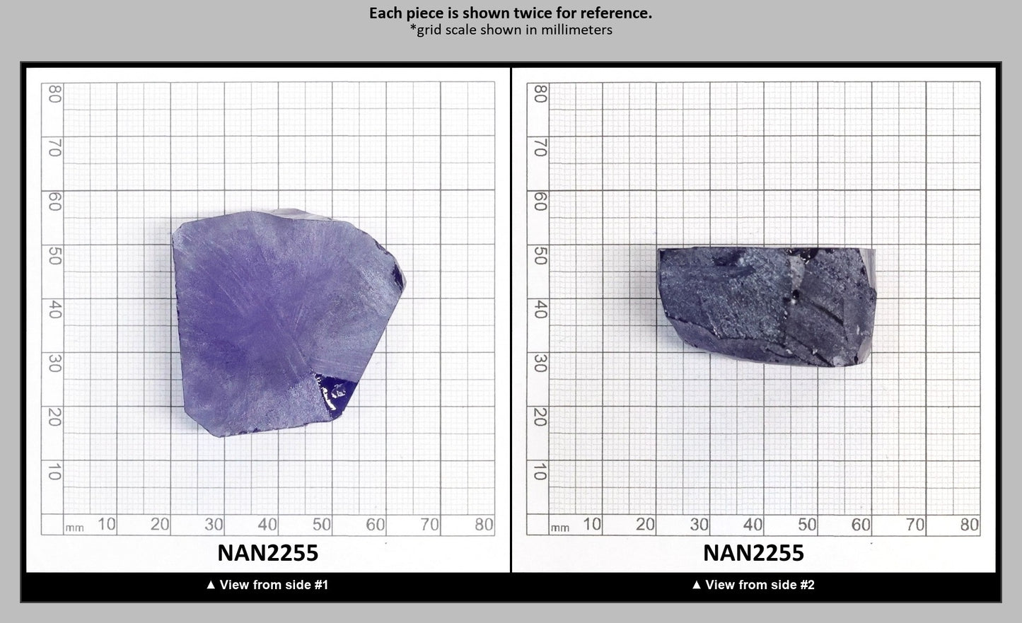 Nanosital Simulated Light Tanzanite Lab Created Faceting Rough for Gem Cutting - #A-146 - Various Sizes : NAN2255