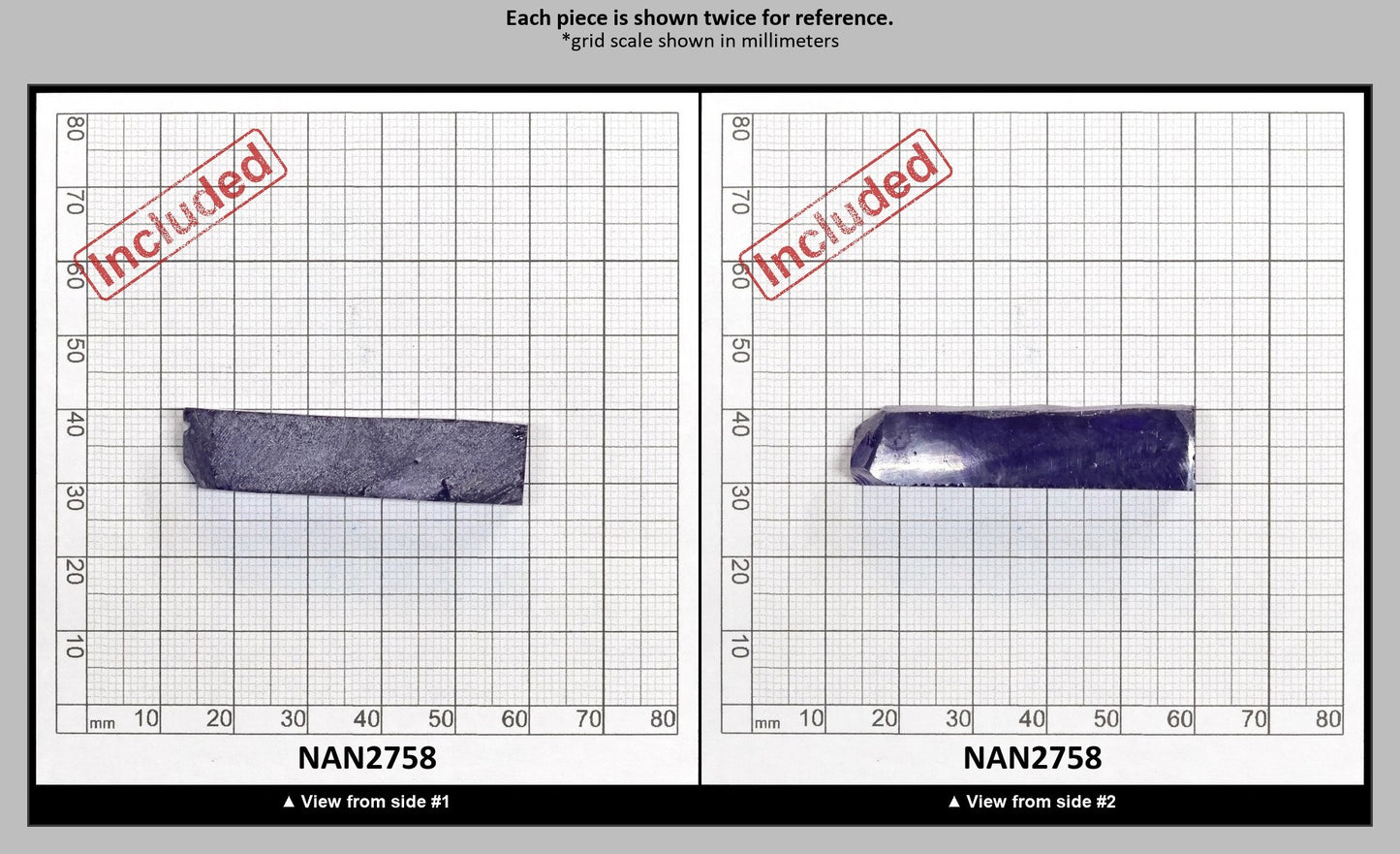 Nanosital Simulated Tanzanite (Included)  Lab Created Faceting Rough for Gem Cutting - #Z-124- Various Sizes : NAN2758