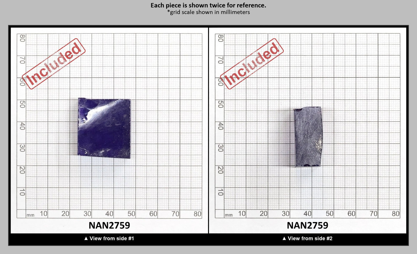 Nanosital Simulated Tanzanite (Included)  Lab Created Faceting Rough for Gem Cutting - #Z-124- Various Sizes : NAN2759