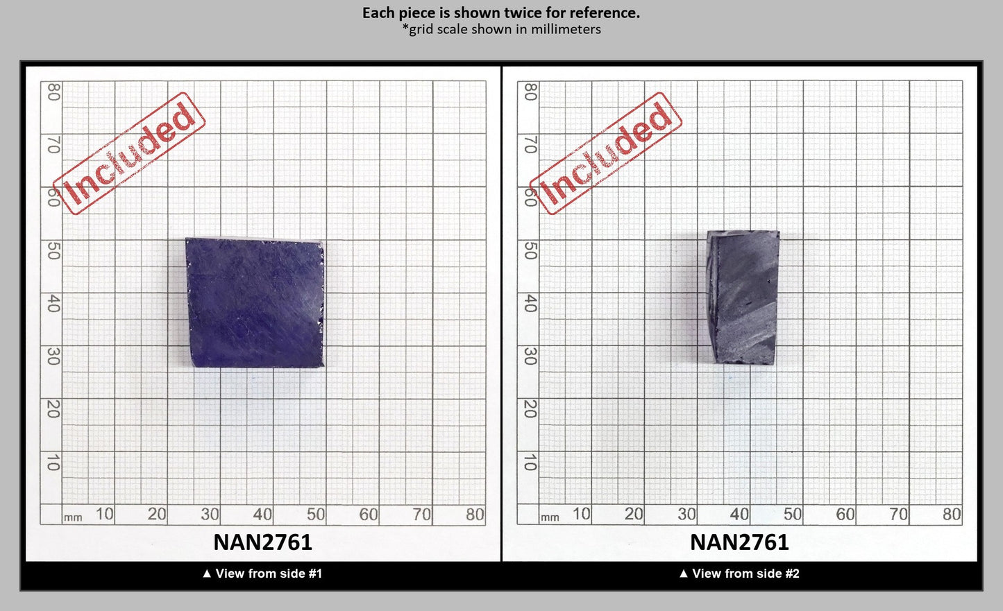 Nanosital Simulated Tanzanite (Included)  Lab Created Faceting Rough for Gem Cutting - #Z-124- Various Sizes : NAN2761