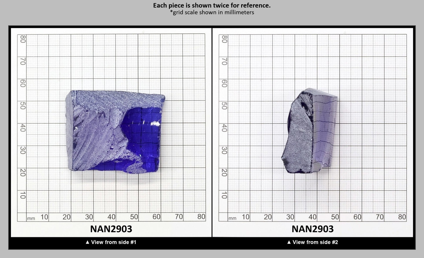 Nanosital Simulated Light Tanzanite Lab Created Faceting Rough for Gem Cutting - #A-146 - Various Sizes : NAN2903