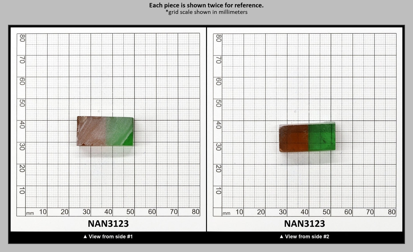 Nanosital Simulated Bi-Color Lab Created Faceting Rough for Gem Cutting - Green-Orange - Various Sizes : NAN3123