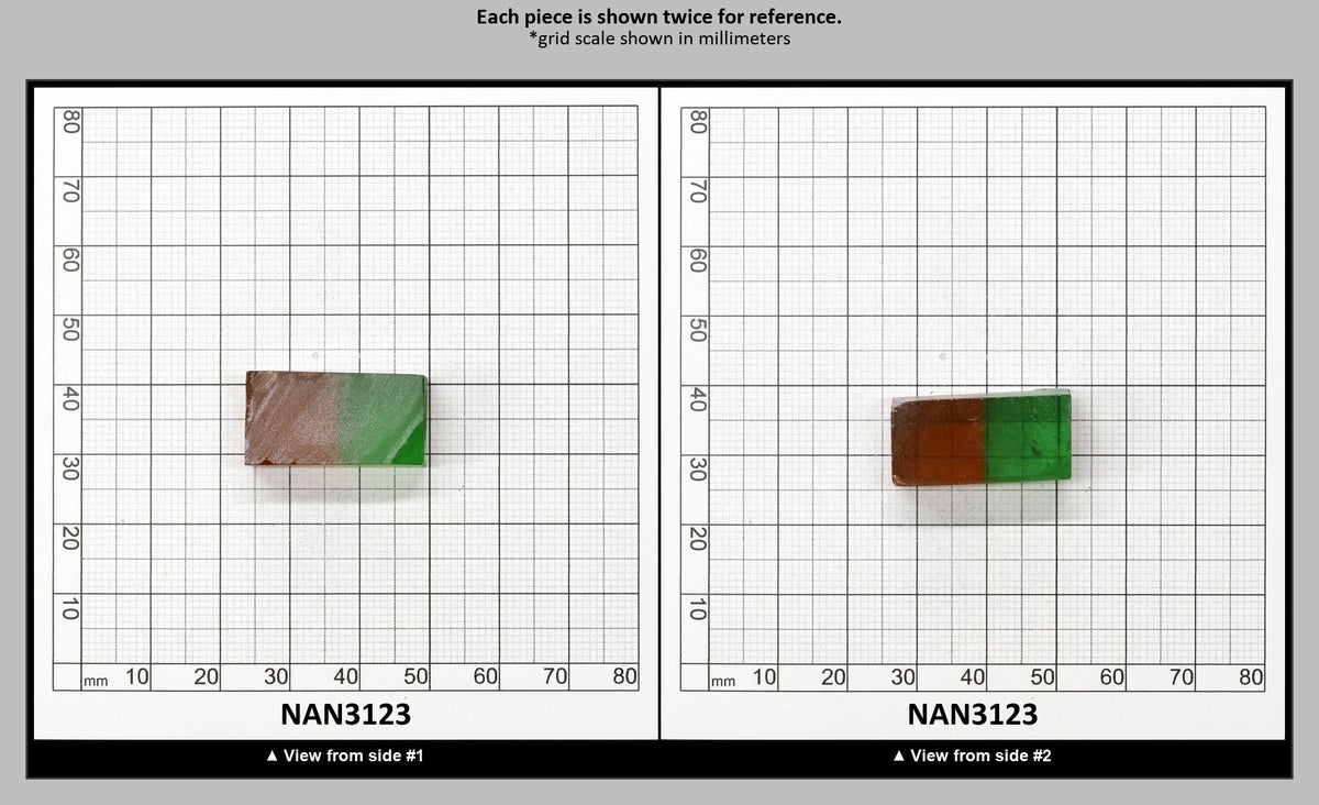 Nanosital Simulated Bi-Color Lab Created Faceting Rough for Gem Cutting - Green-Orange - Various Sizes : NAN3123