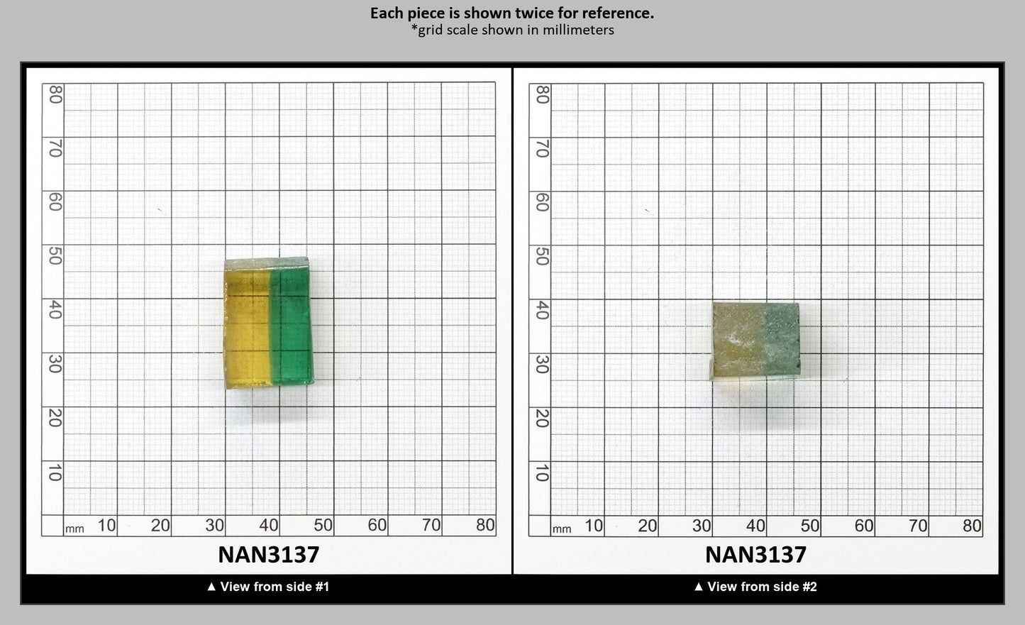Nanosital Simulated Bi-Color Lab Created Faceting Rough for Gem Cutting - Green-Yellow - Various Sizes : NAN3137
