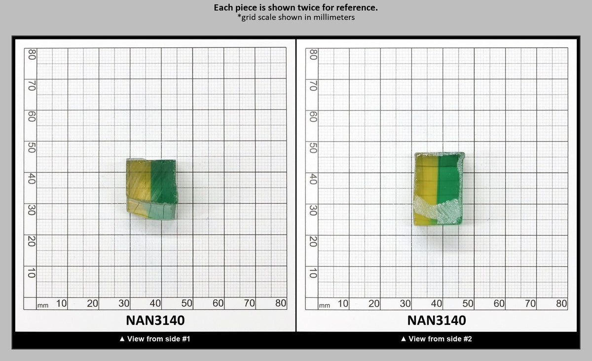 Nanosital Simulated Bi-Color Lab Created Faceting Rough for Gem Cutting - Green-Yellow - Various Sizes : NAN3140