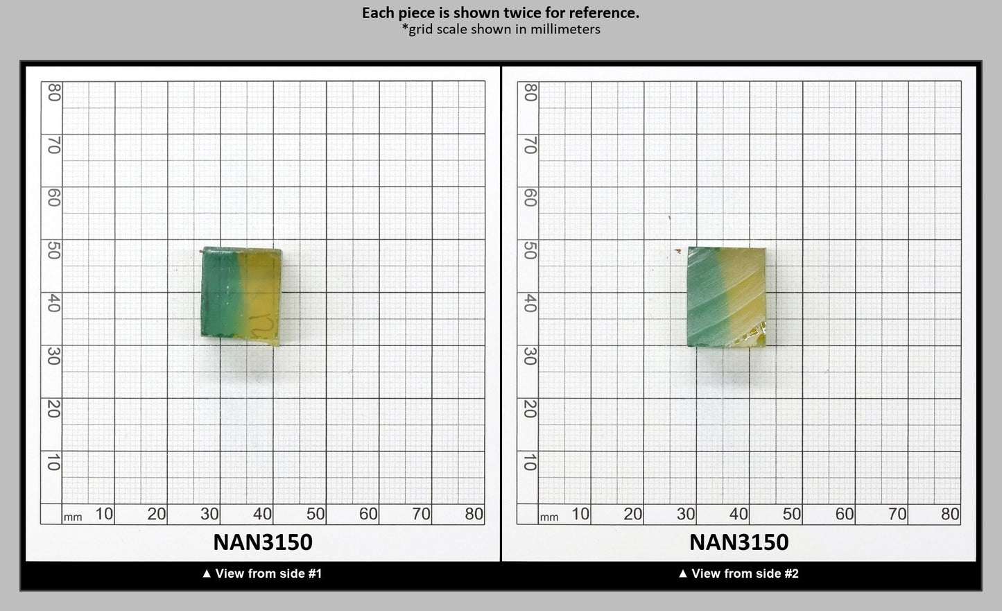 Nanosital Simulated Bi-Color Lab Created Faceting Rough for Gem Cutting - Green-Yellow - Various Sizes : NAN3150