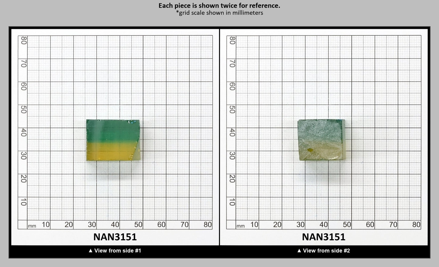 Nanosital Simulated Bi-Color Lab Created Faceting Rough for Gem Cutting - Green-Yellow - Various Sizes : NAN3151