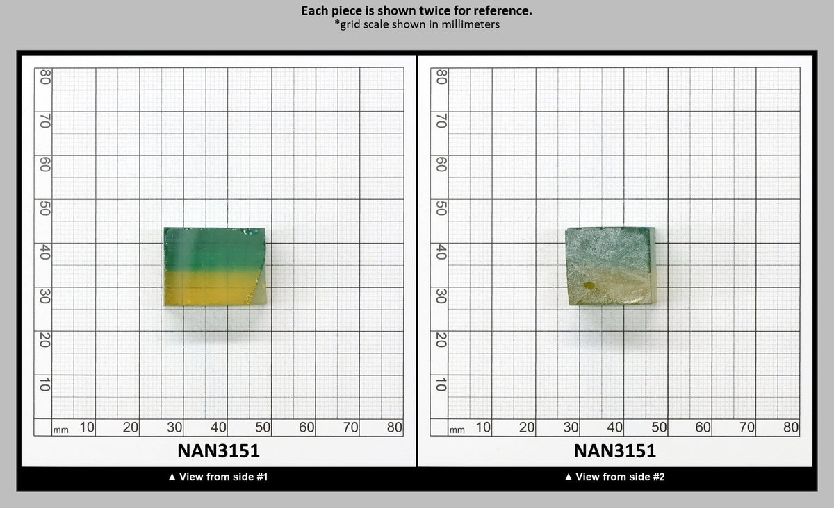 Nanosital Simulated Bi-Color Lab Created Faceting Rough for Gem Cutting - Green-Yellow - Various Sizes : NAN3151