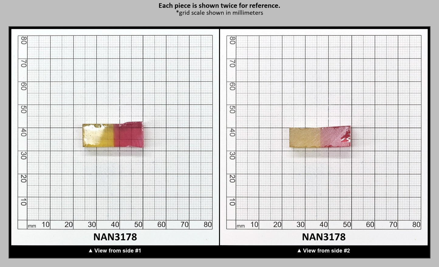 Nanosital Simulated Bi-Color Lab Created Faceting Rough for Gem Cutting - Yellow-Pink - Various Sizes : NAN3178