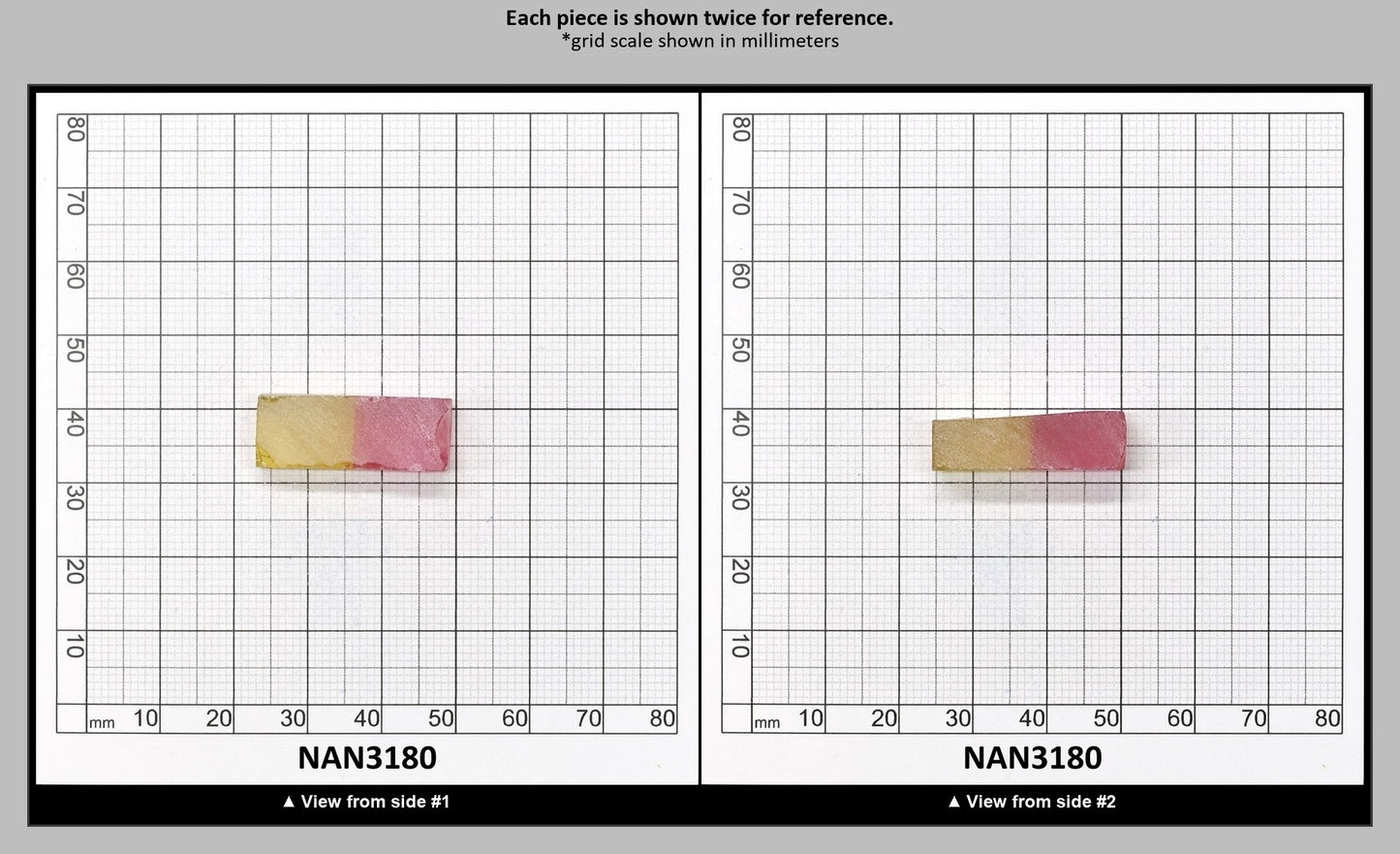 Nanosital Simulated Bi-Color Lab Created Faceting Rough for Gem Cutting - Yellow-Pink - Various Sizes : NAN3180