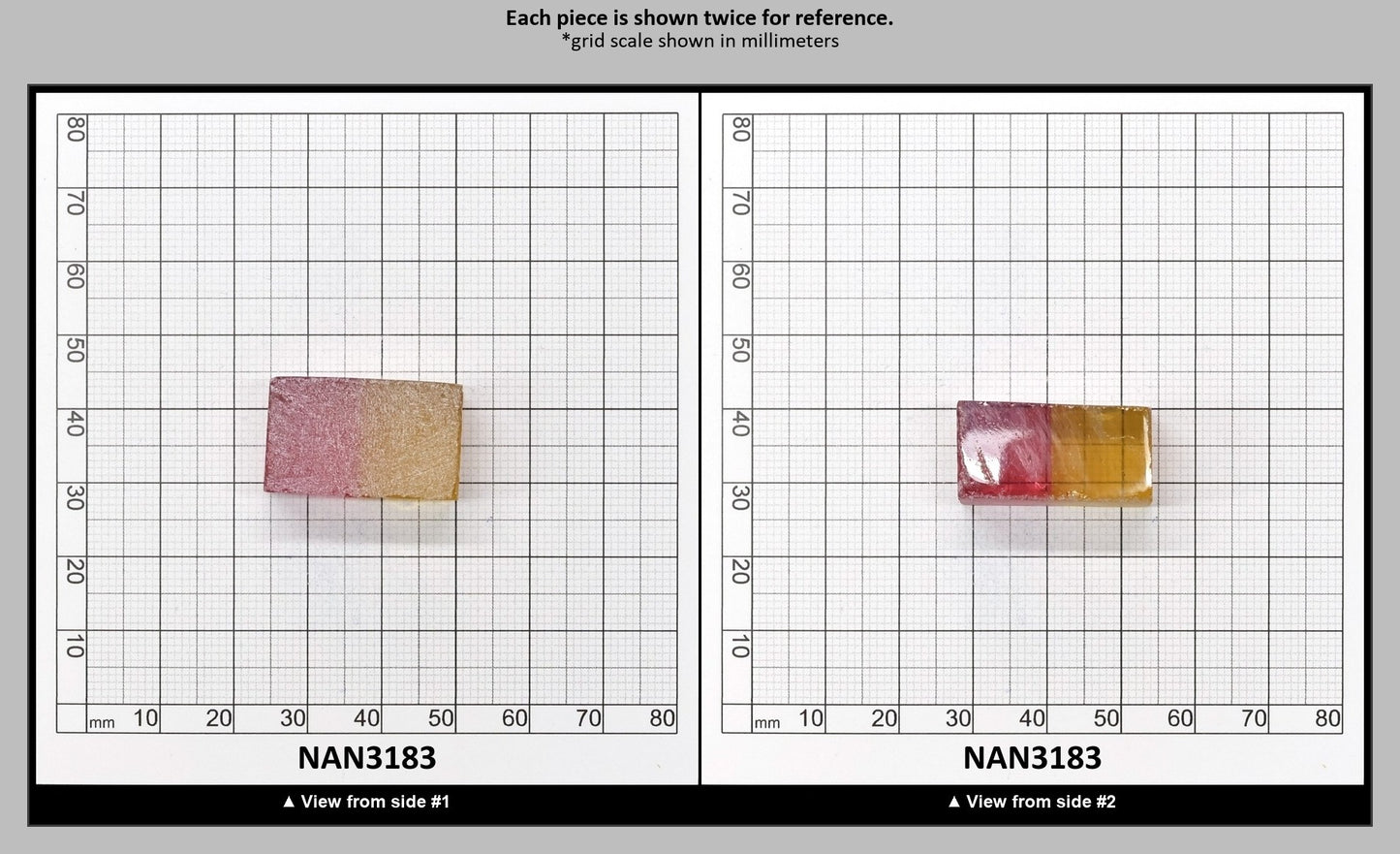 Nanosital Simulated Bi-Color Lab Created Faceting Rough for Gem Cutting - Yellow-Pink - Various Sizes : NAN3183