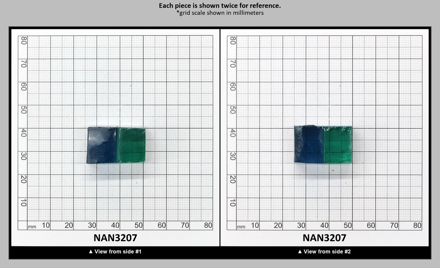 Nanosital Simulated Bi-Color Lab Created Faceting Rough for Gem Cutting - Blue-Green - Various Sizes : NAN3207