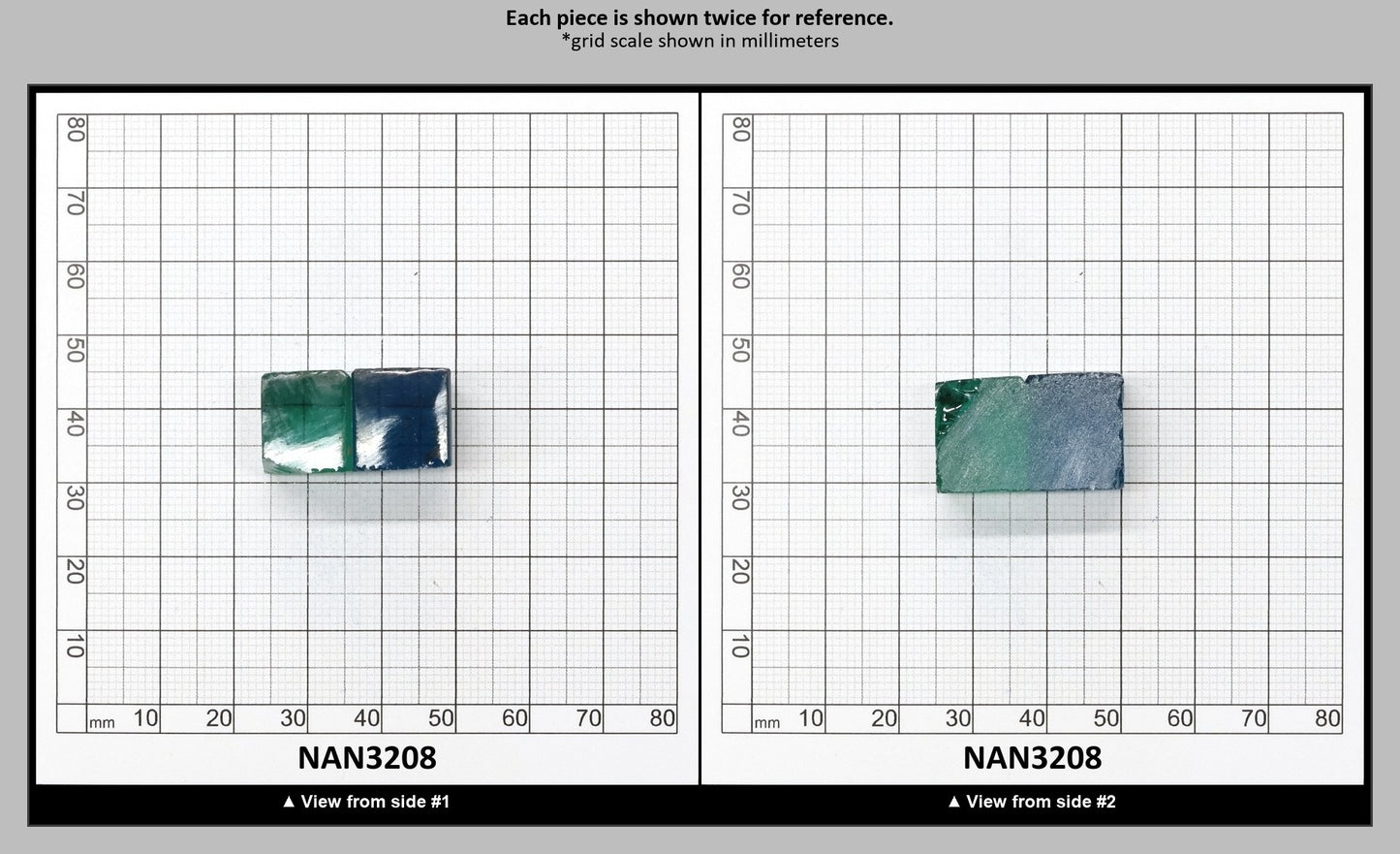 Nanosital Simulated Bi-Color Lab Created Faceting Rough for Gem Cutting - Blue-Green - Various Sizes : NAN3208