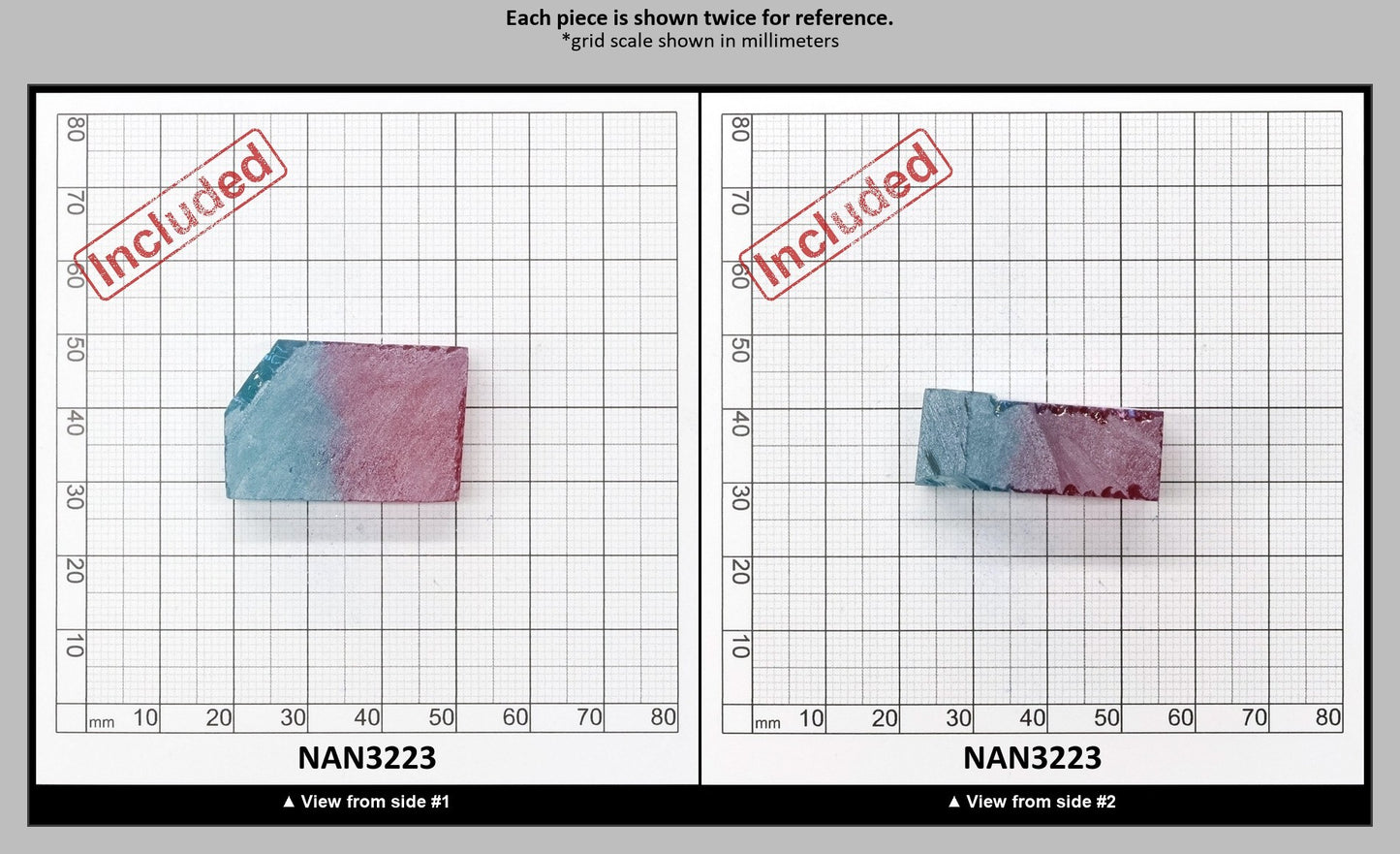 Nanosital Simulated (Included) Bi-Color Lab Created Faceting Rough for Gem Cutting - Pink-Blue - Various Sizes : NAN3223
