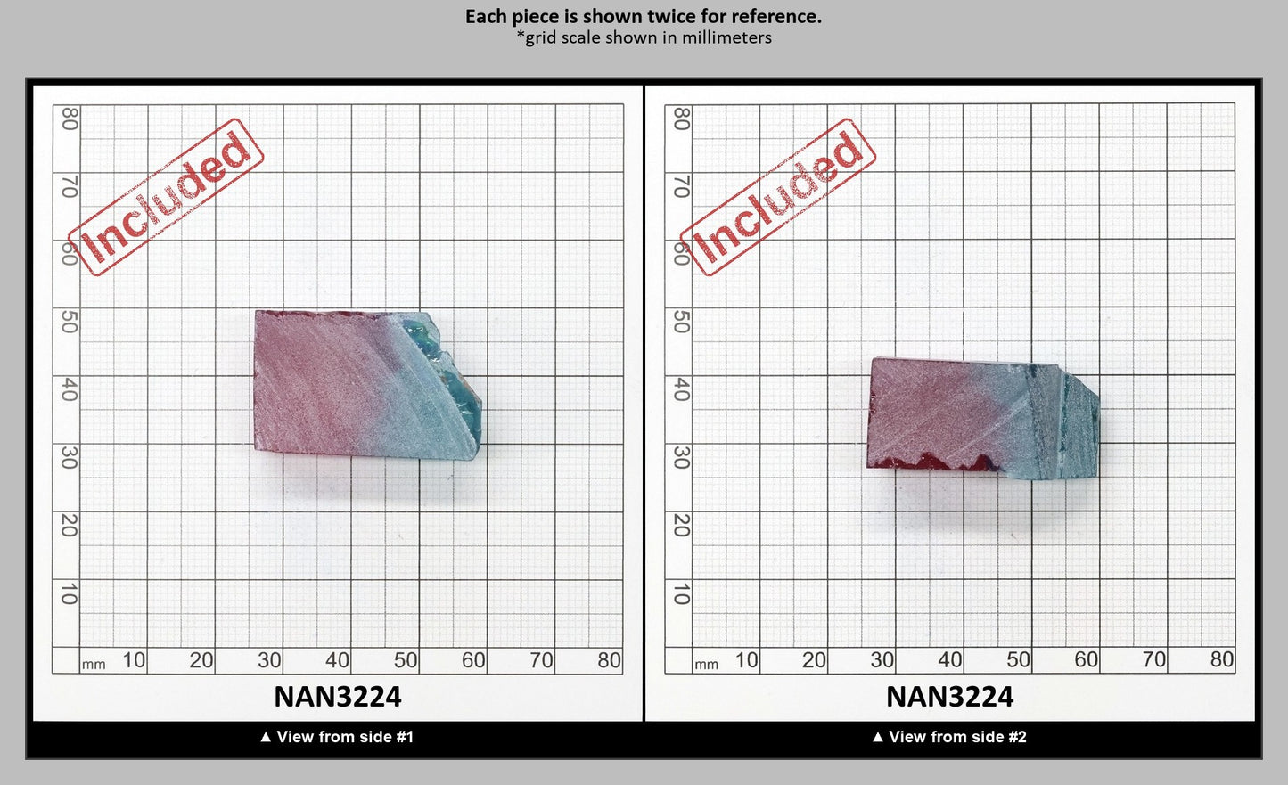 Nanosital Simulated (Included) Bi-Color Lab Created Faceting Rough for Gem Cutting - Pink-Blue - Various Sizes : NAN3224
