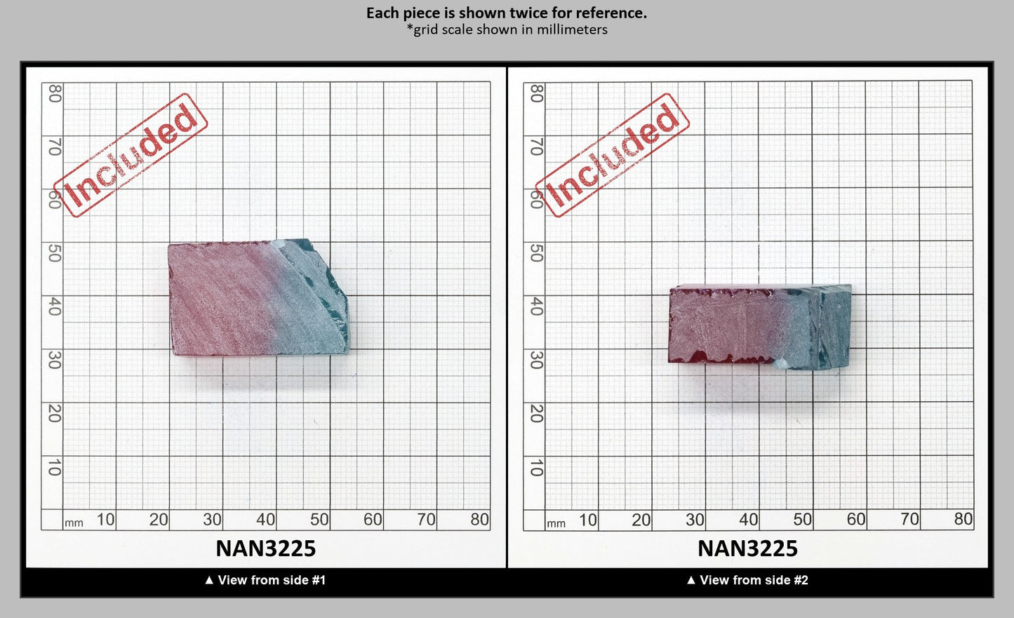 Nanosital Simulated (Included) Bi-Color Lab Created Faceting Rough for Gem Cutting - Pink-Blue - Various Sizes : NAN3225