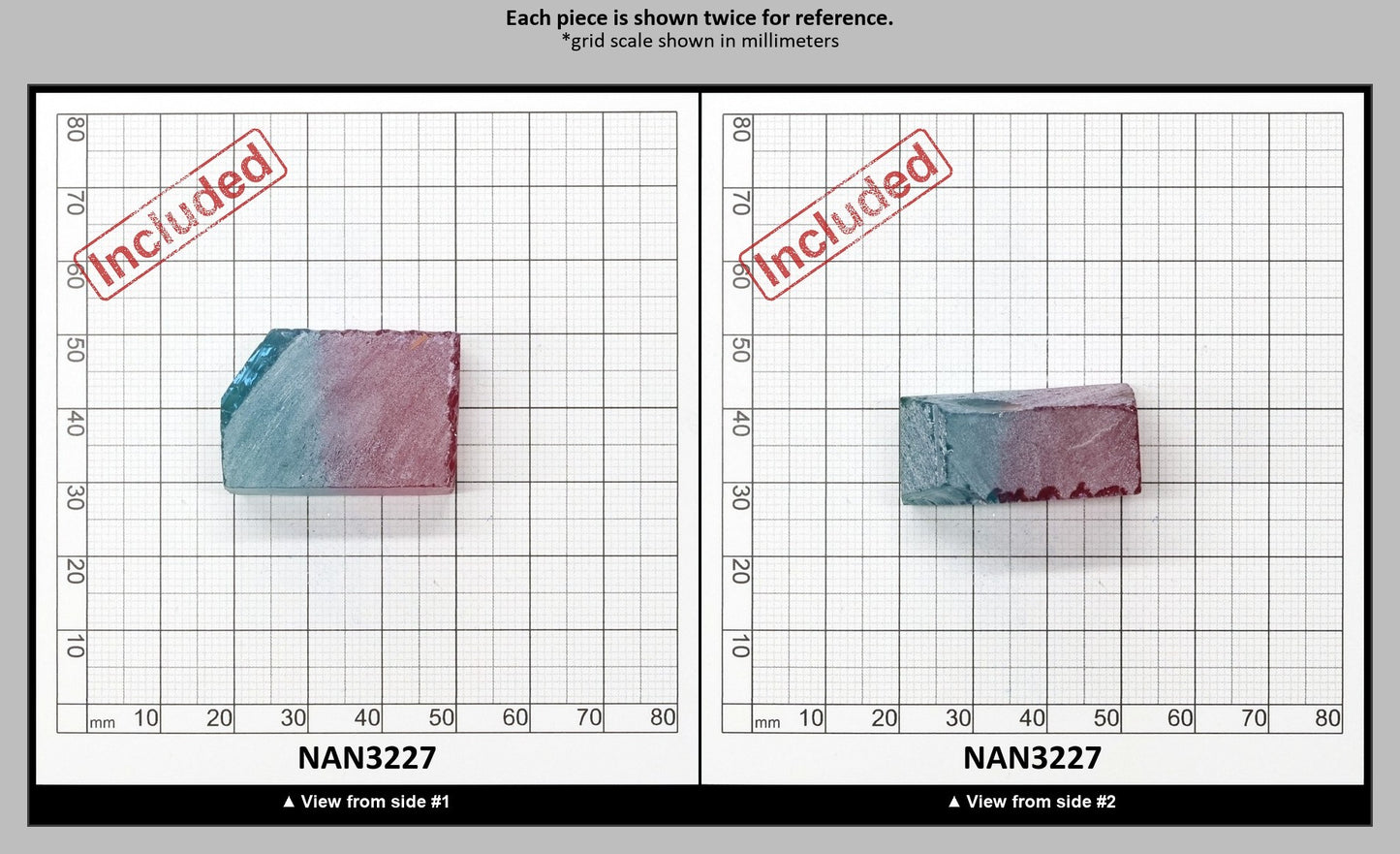 Nanosital Simulated (Included) Bi-Color Lab Created Faceting Rough for Gem Cutting - Pink-Blue - Various Sizes : NAN3227