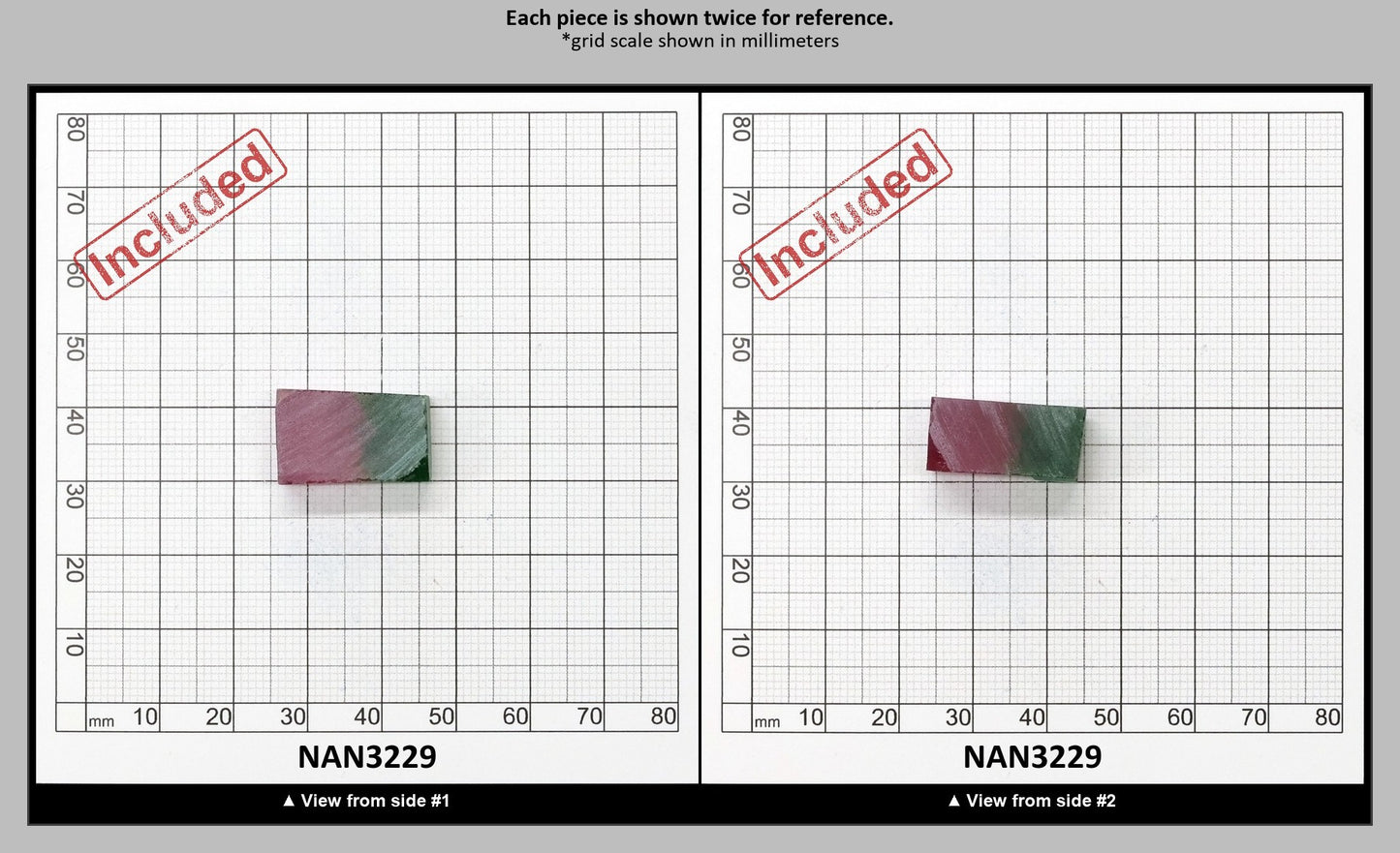 Nanosital Simulated (Included) Watermelon Tourmaline Lab Created Faceting Rough for Gem Cutting - Green-Pink - Various Sizes : NAN3229